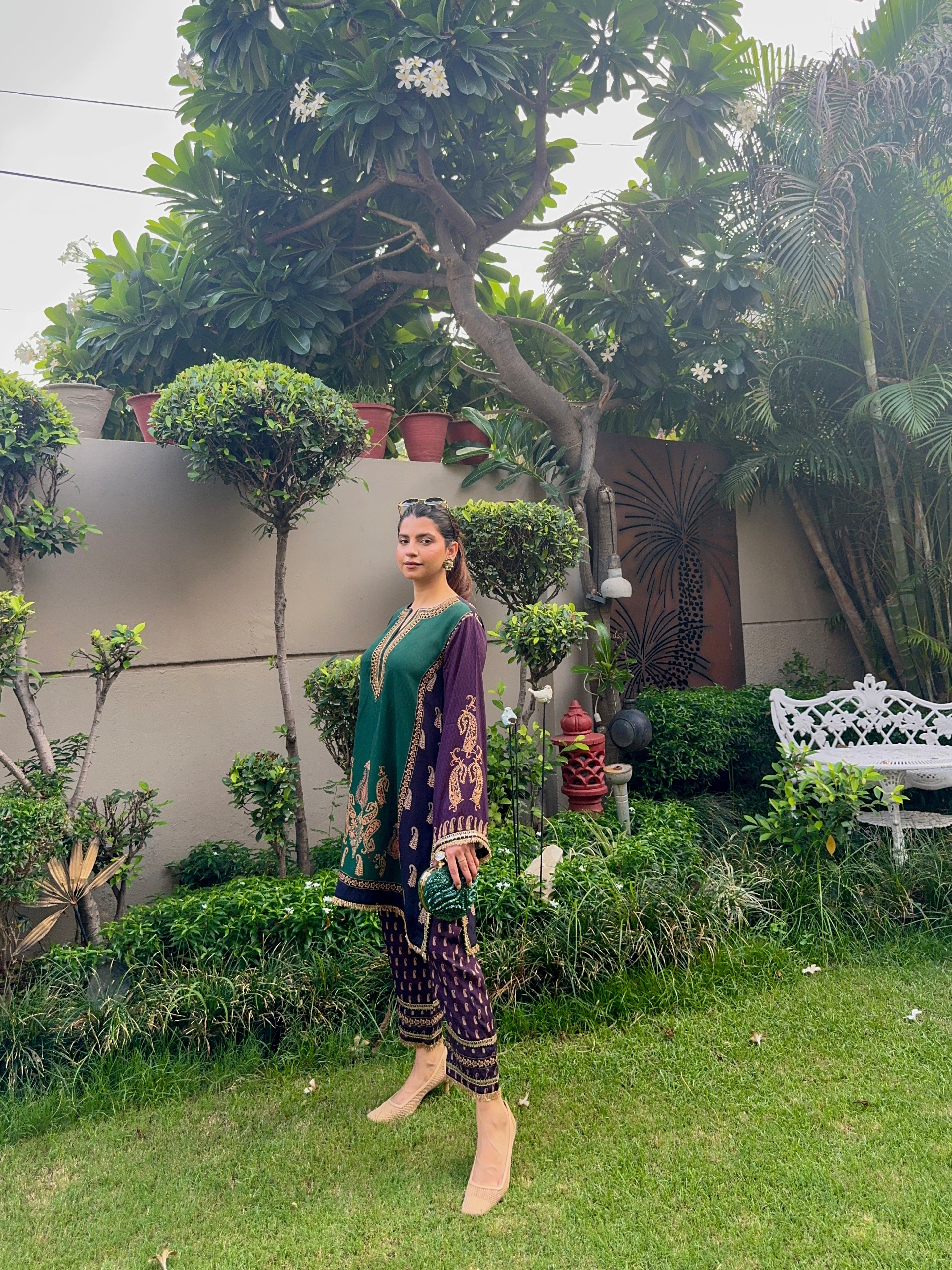 Jodhpur Hand Embroidered Crepe Matching Set - Neetika Chopra