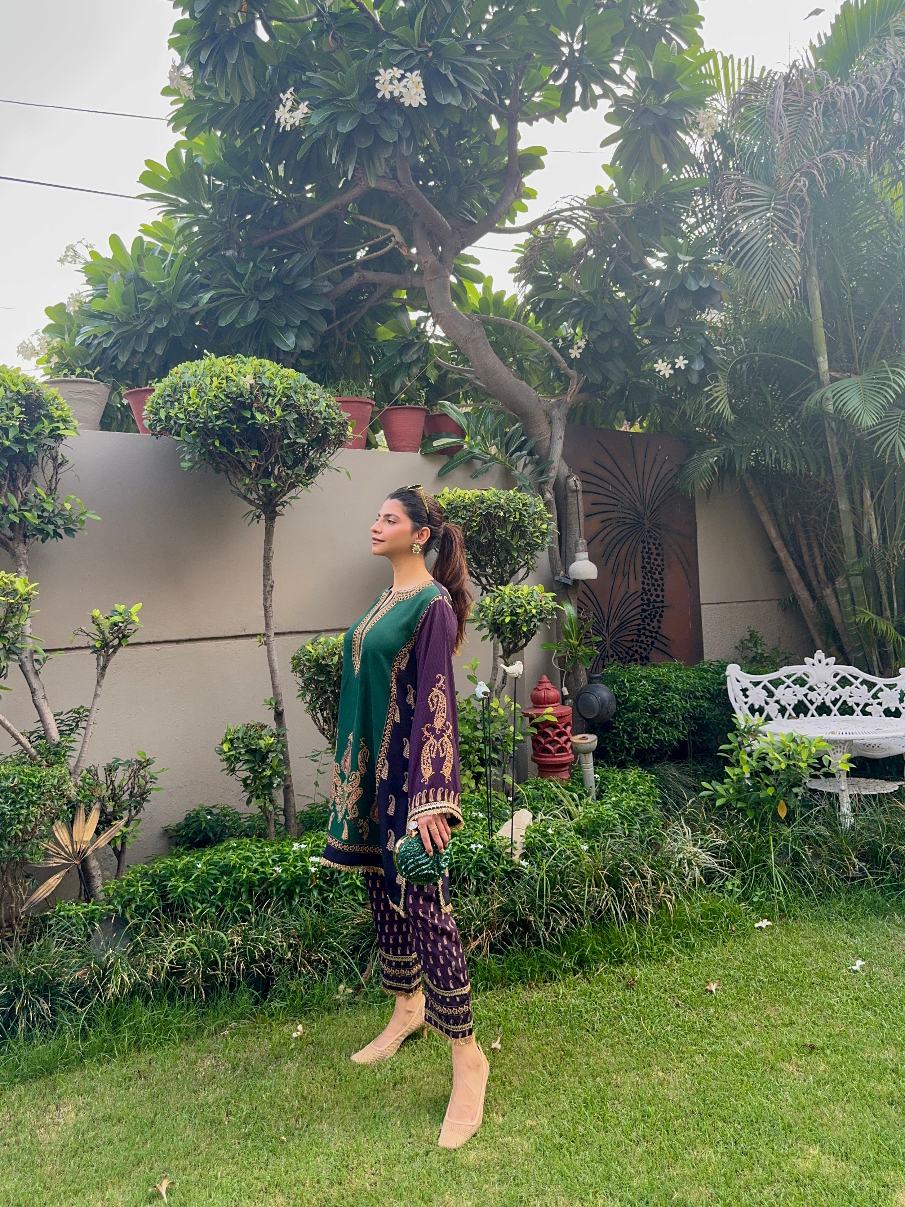 Jodhpur Hand Embroidered Crepe Matching Set - Neetika Chopra