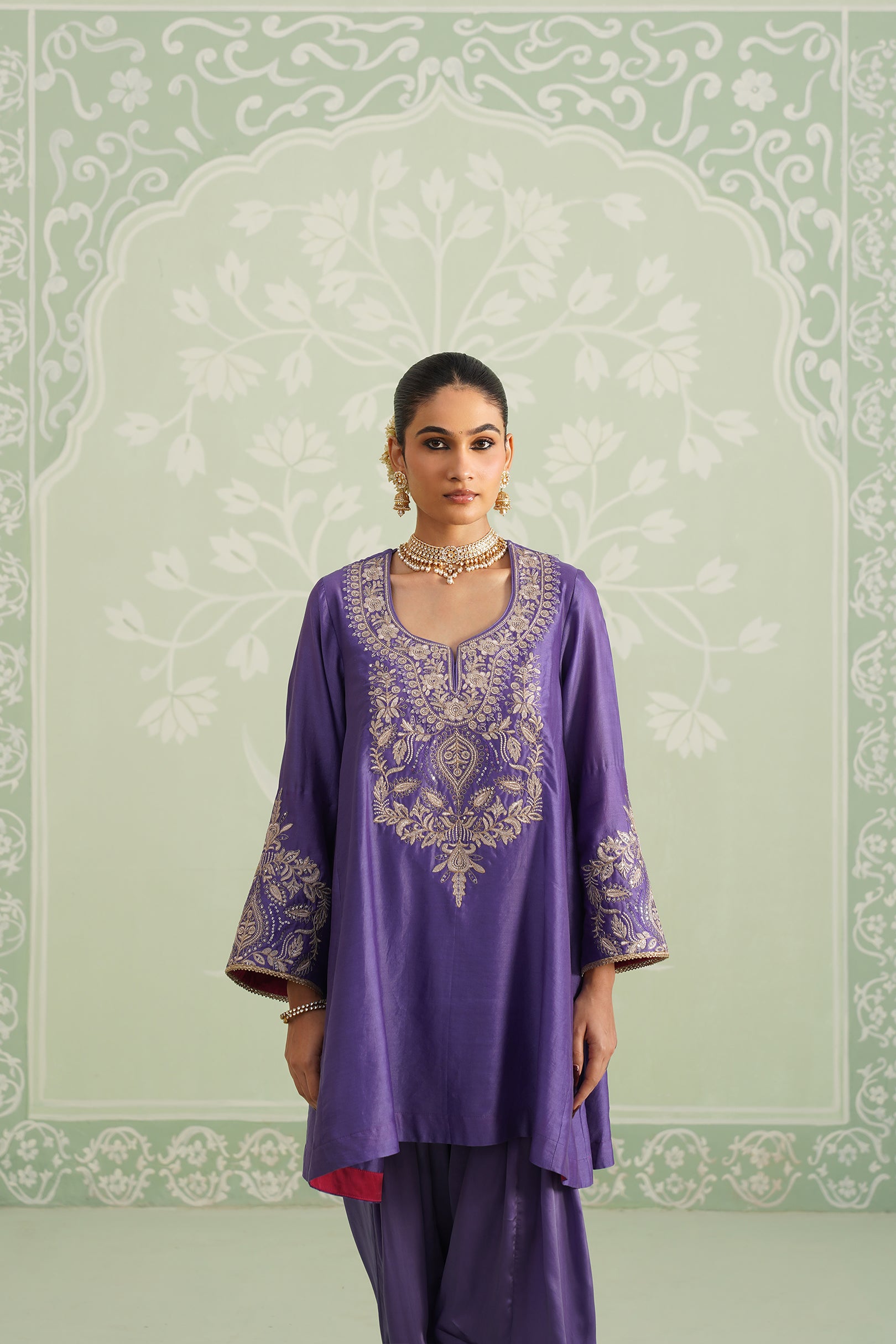 Anaira Chanderi Satin Embroidered Matching Set