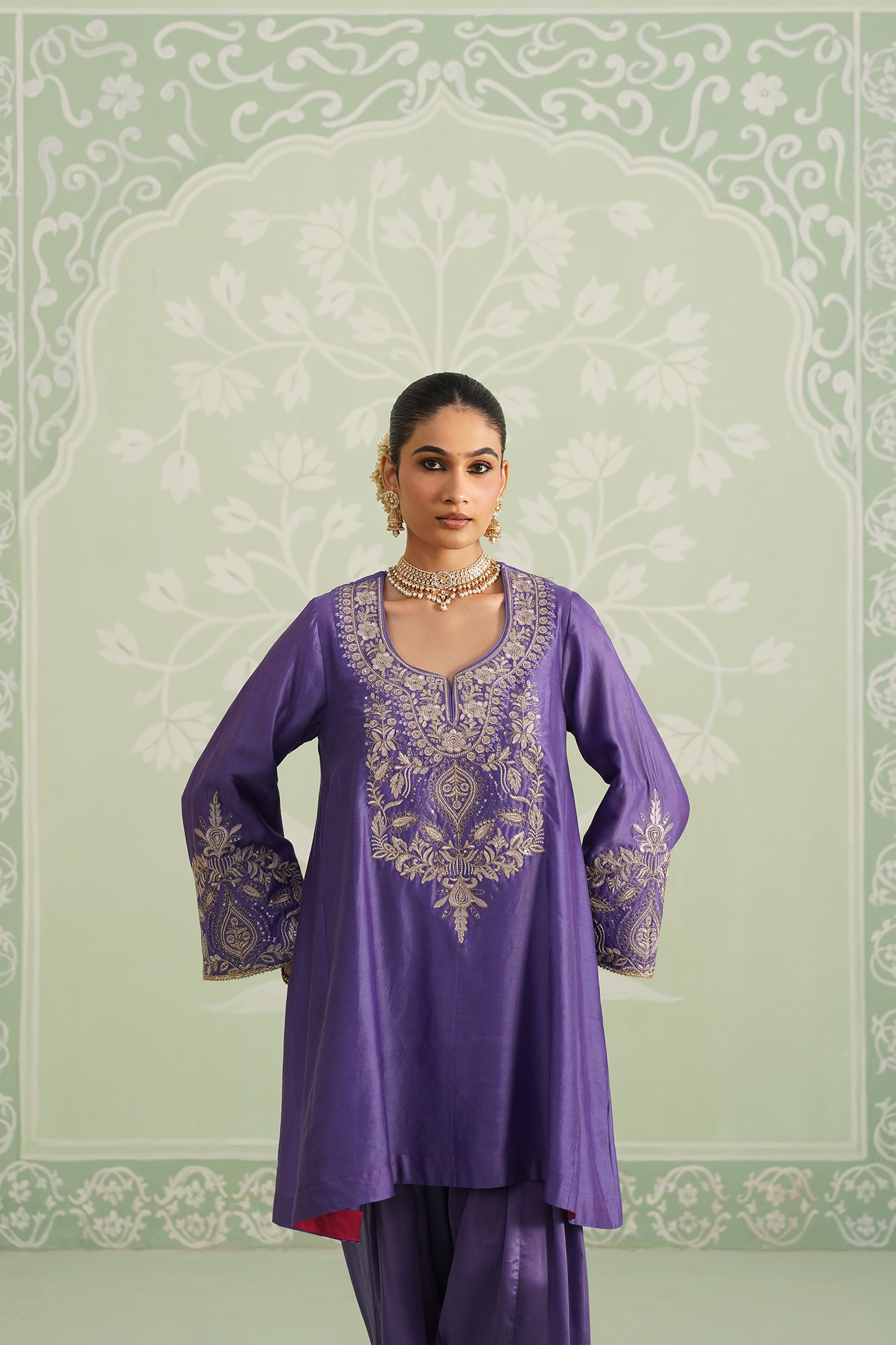 Anaira Chanderi Satin Embroidered Matching Set