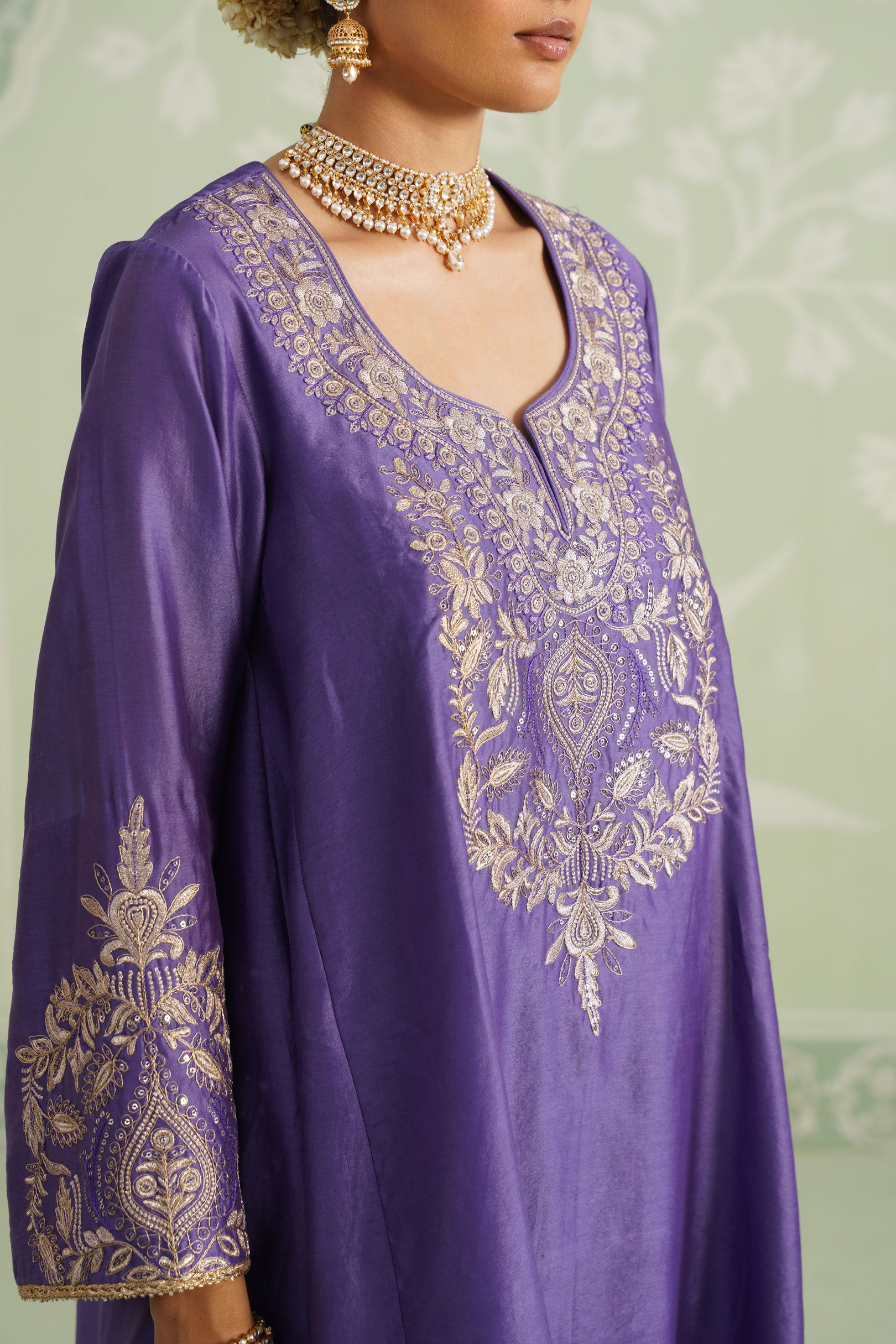 Anaira Chanderi Satin Embroidered Matching Set