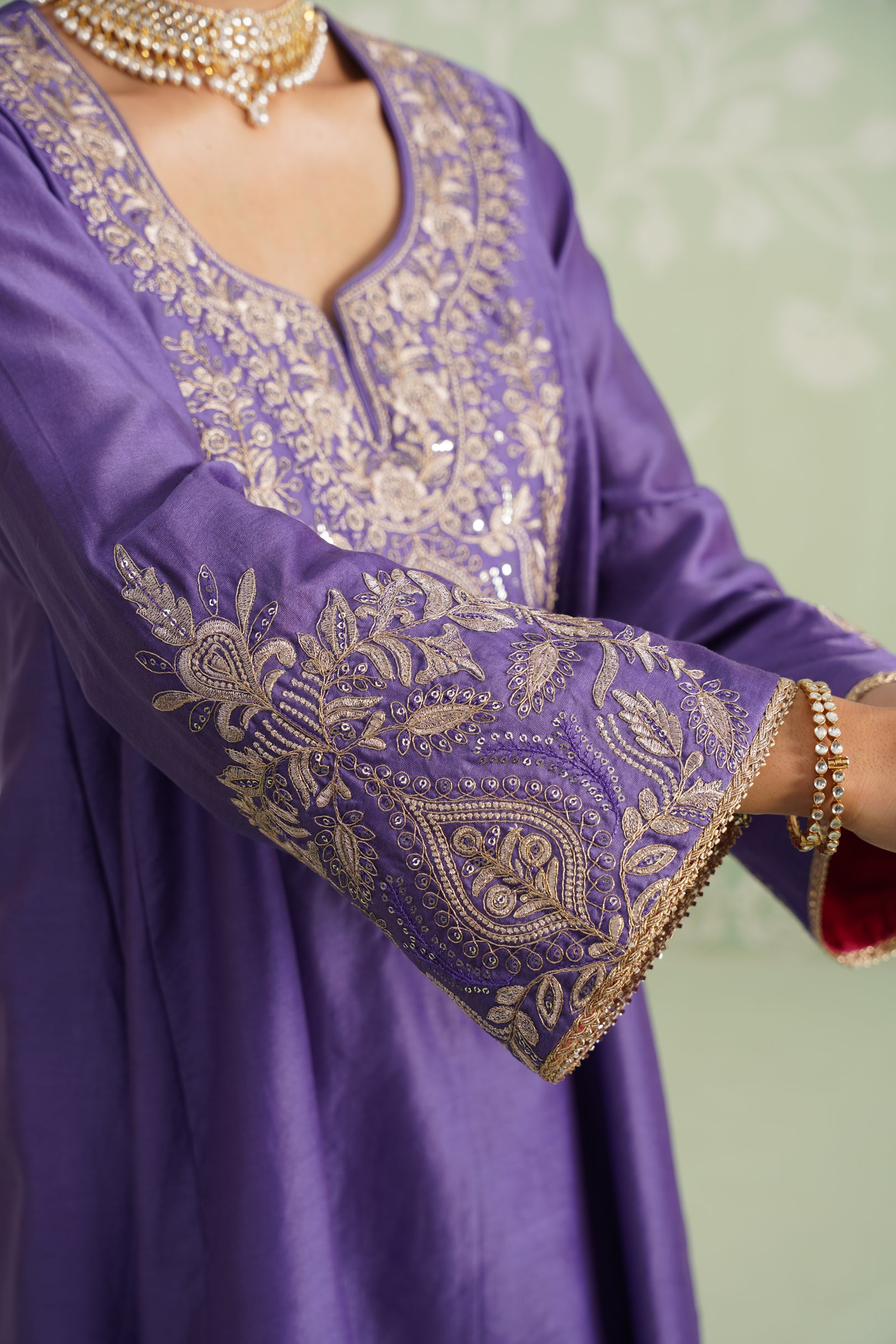 Anaira Chanderi Satin Embroidered Matching Set