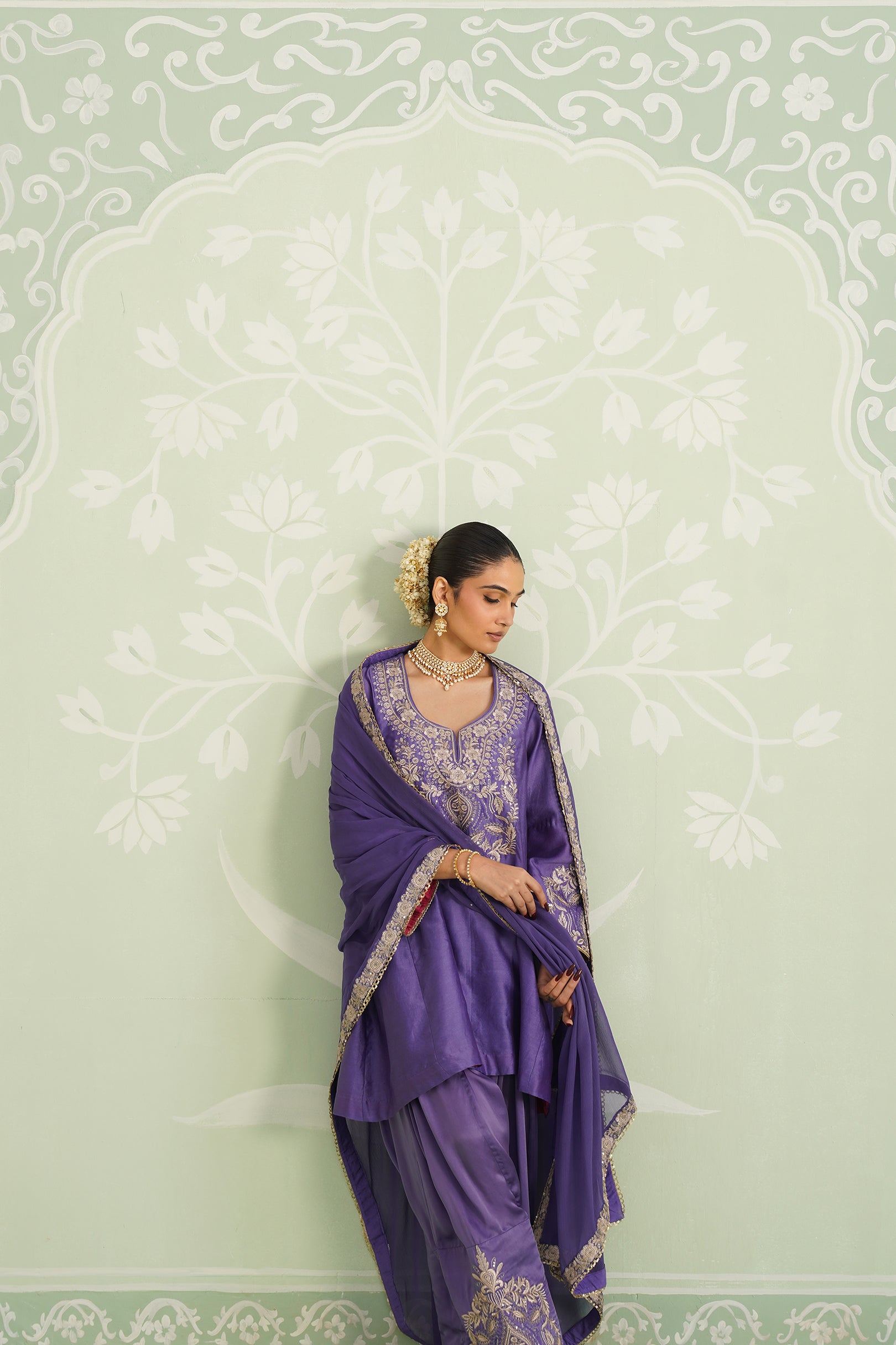 Anaira Chanderi Satin Embroidered Matching Set