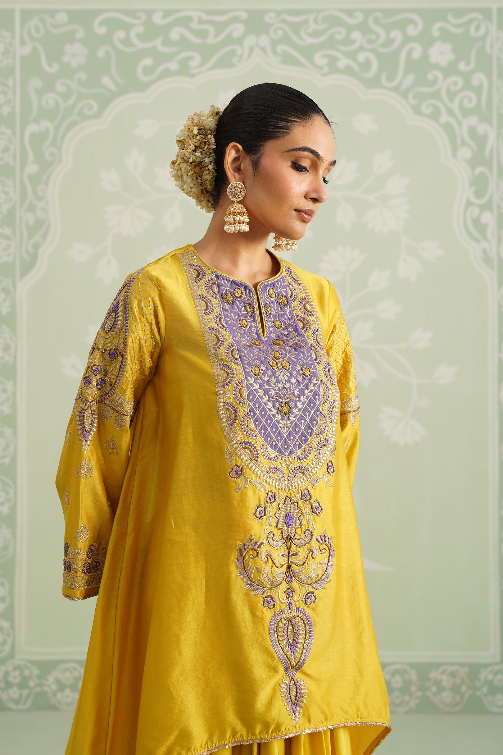 Tamana Chanderi Satin Embroidered Matching Set