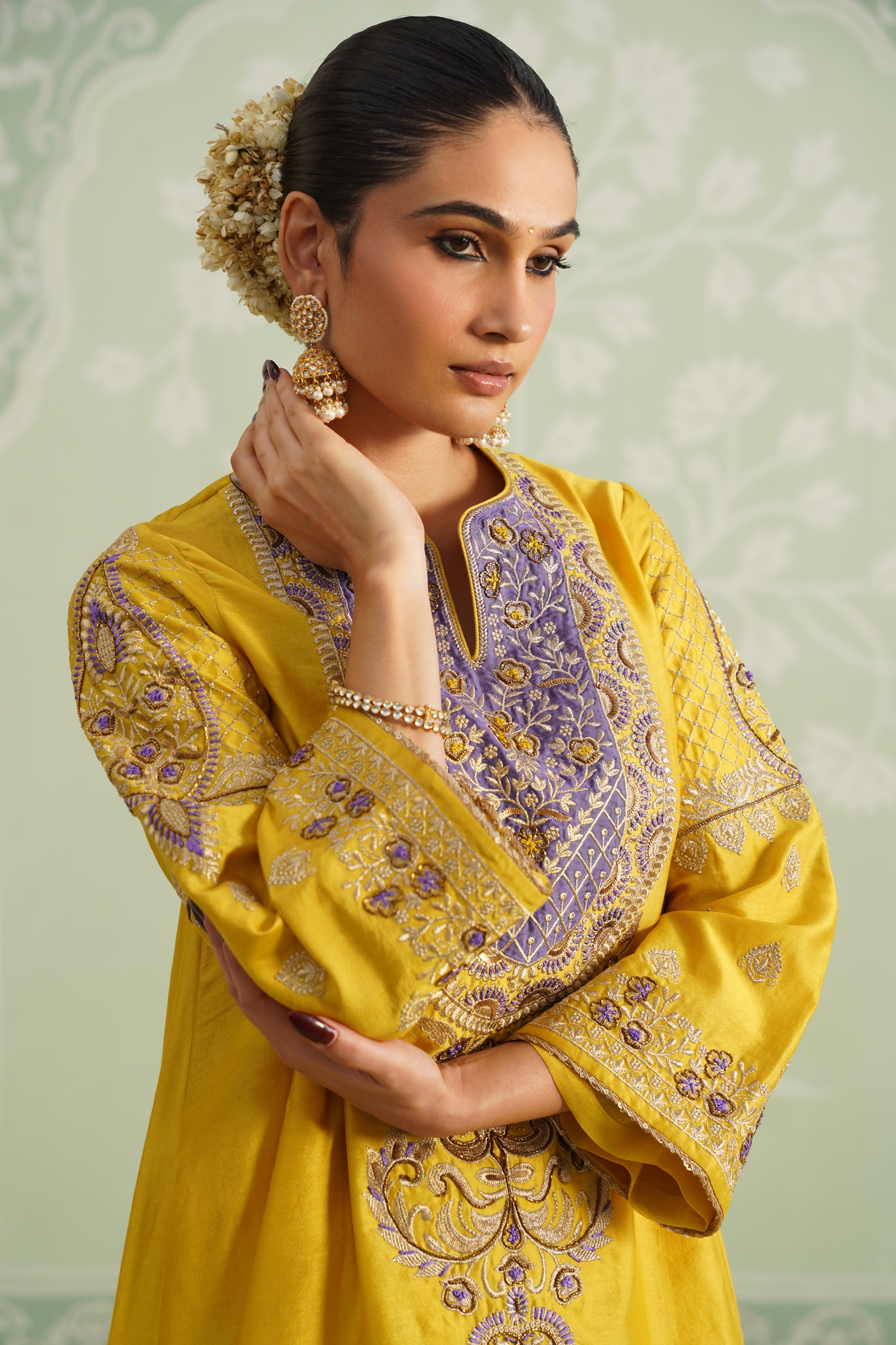 Tamana Chanderi Satin Embroidered Matching Set