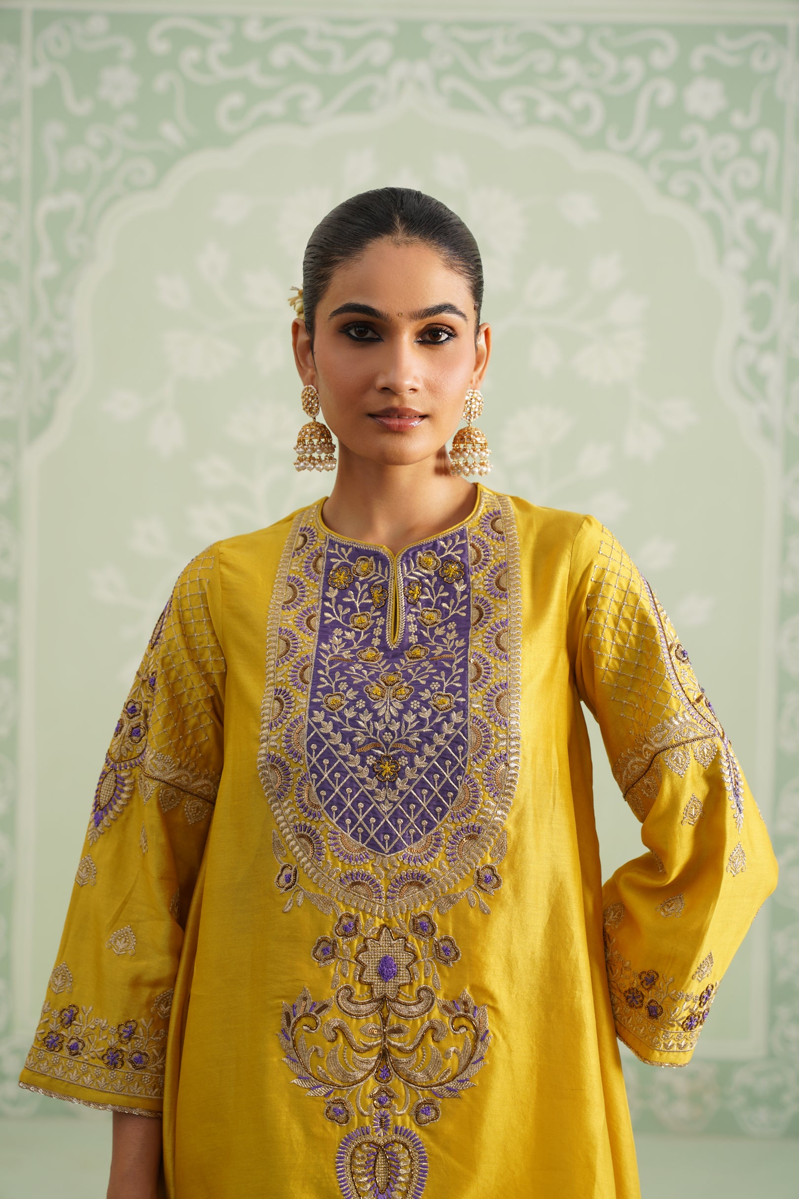 Tamana Chanderi Satin Embroidered Matching Set