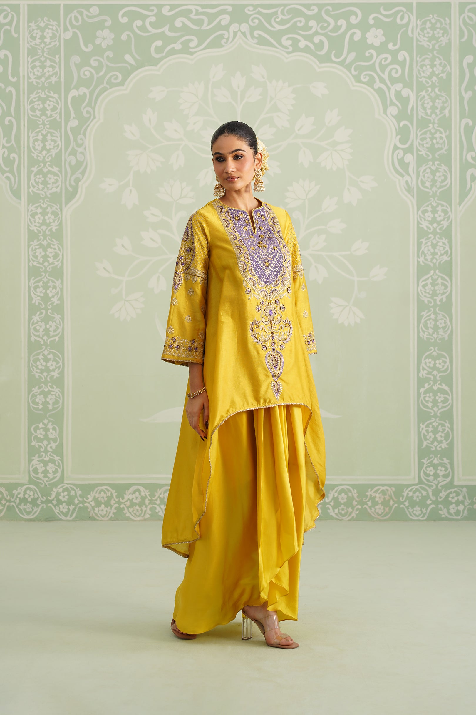 Tamana Chanderi Satin Embroidered Matching Set