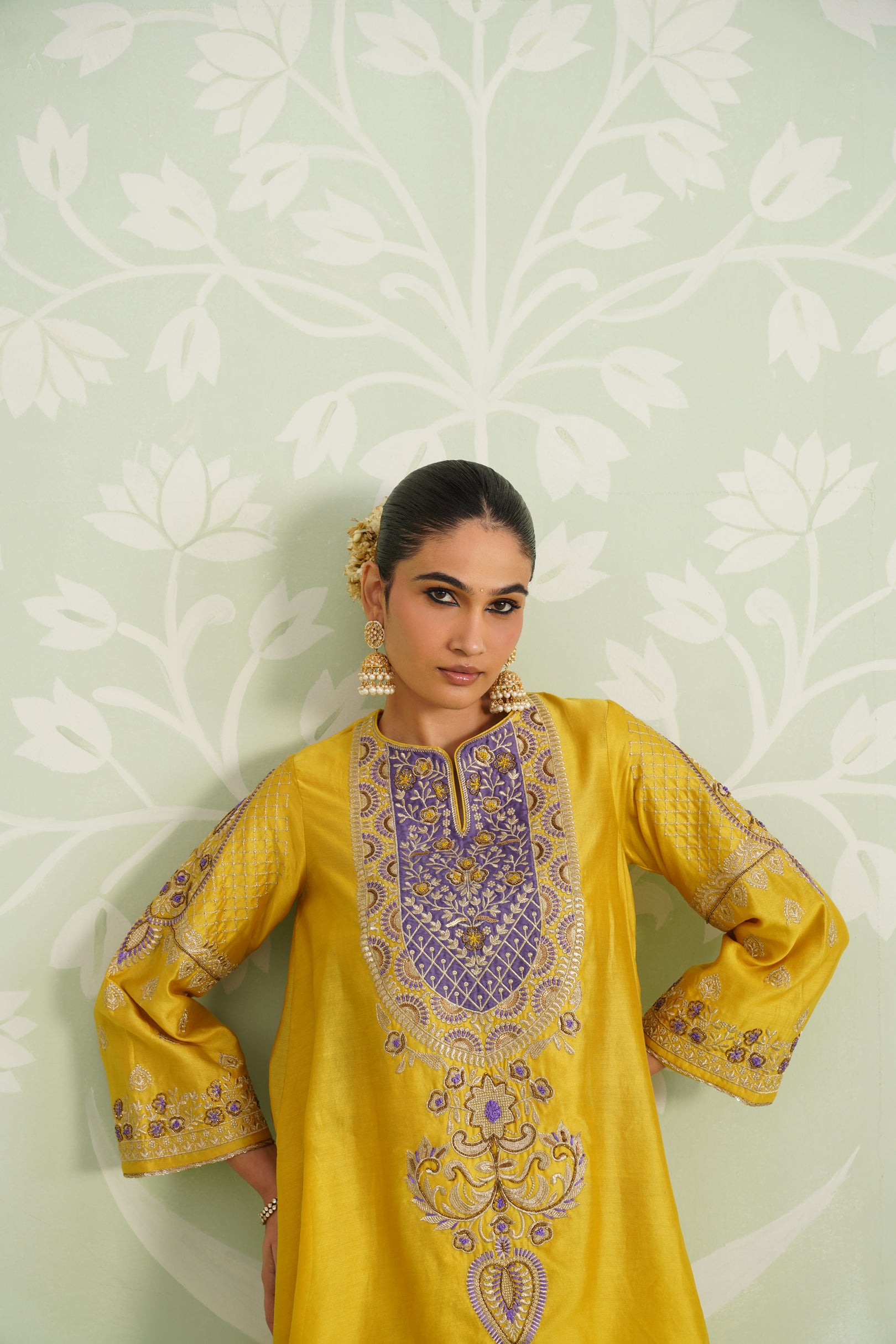 Tamana Chanderi Satin Embroidered Matching Set