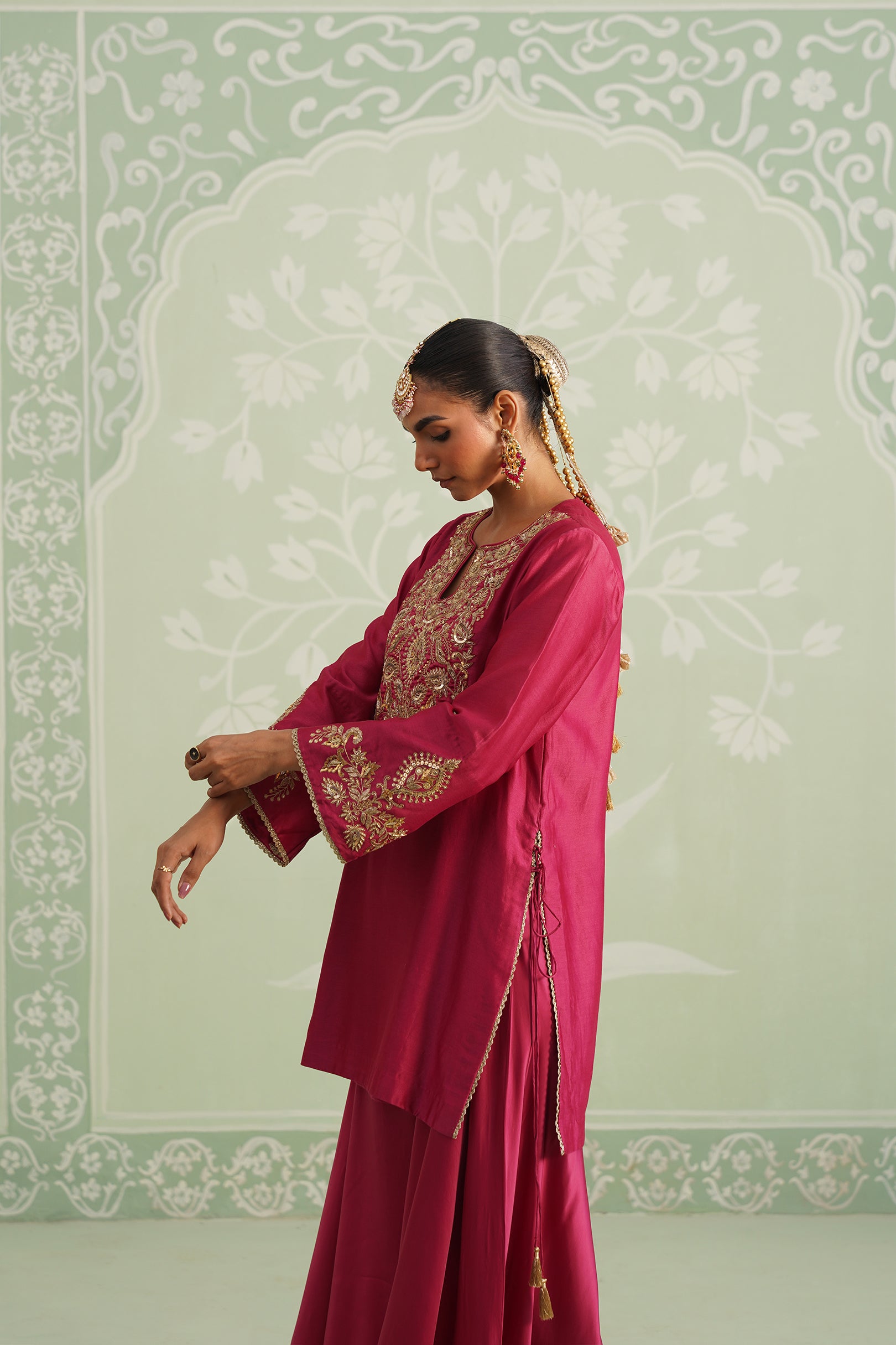 Dani Chanderi Satin Embroidered Matching Set