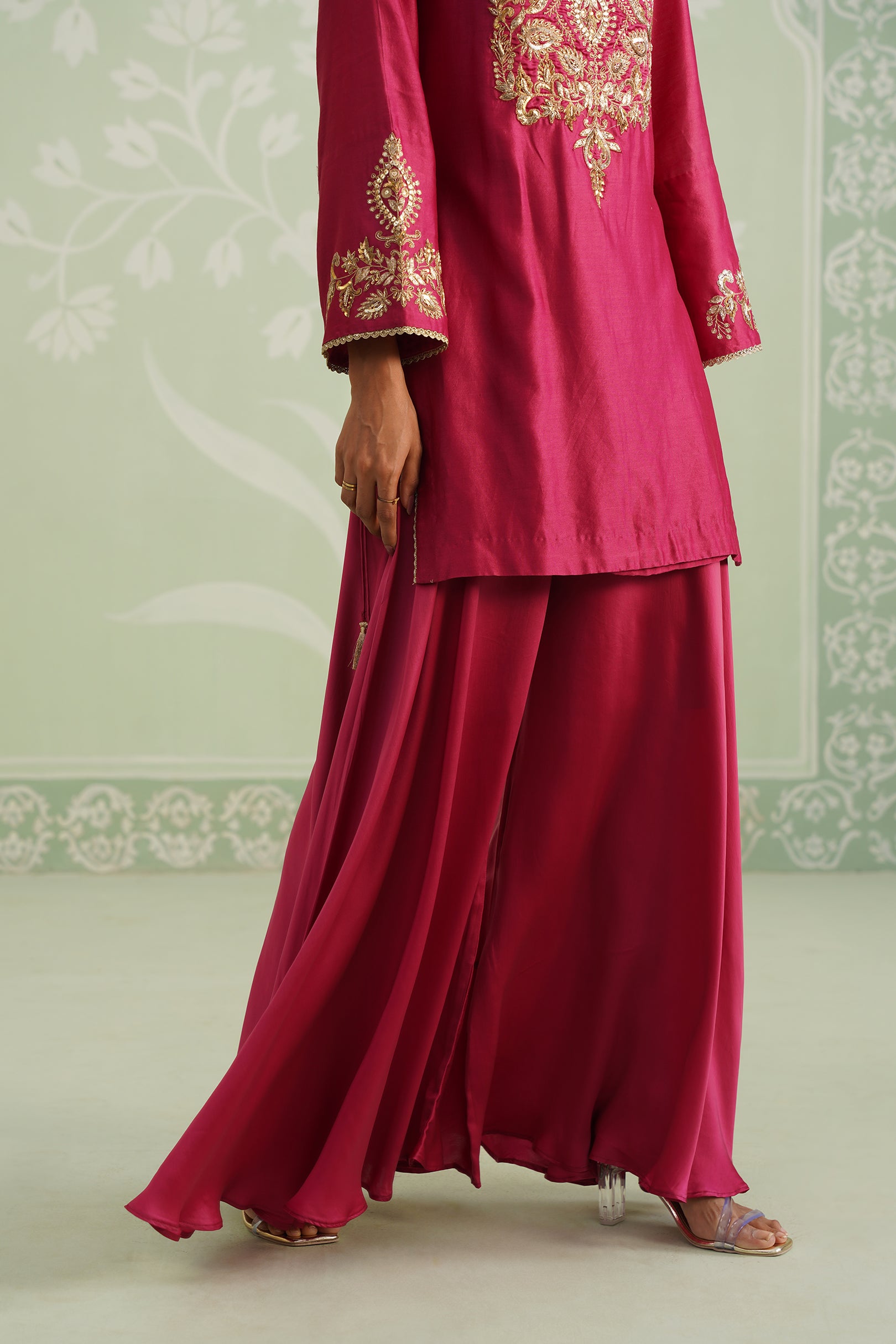 Dani Chanderi Satin Embroidered Matching Set