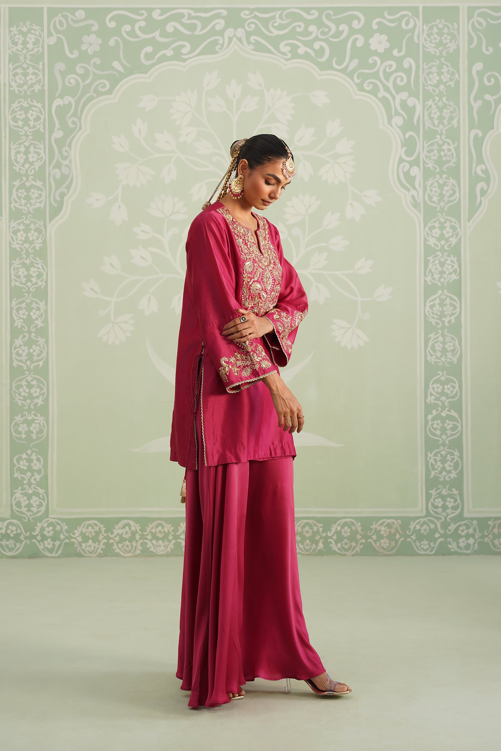 Dani Chanderi Satin Embroidered Matching Set