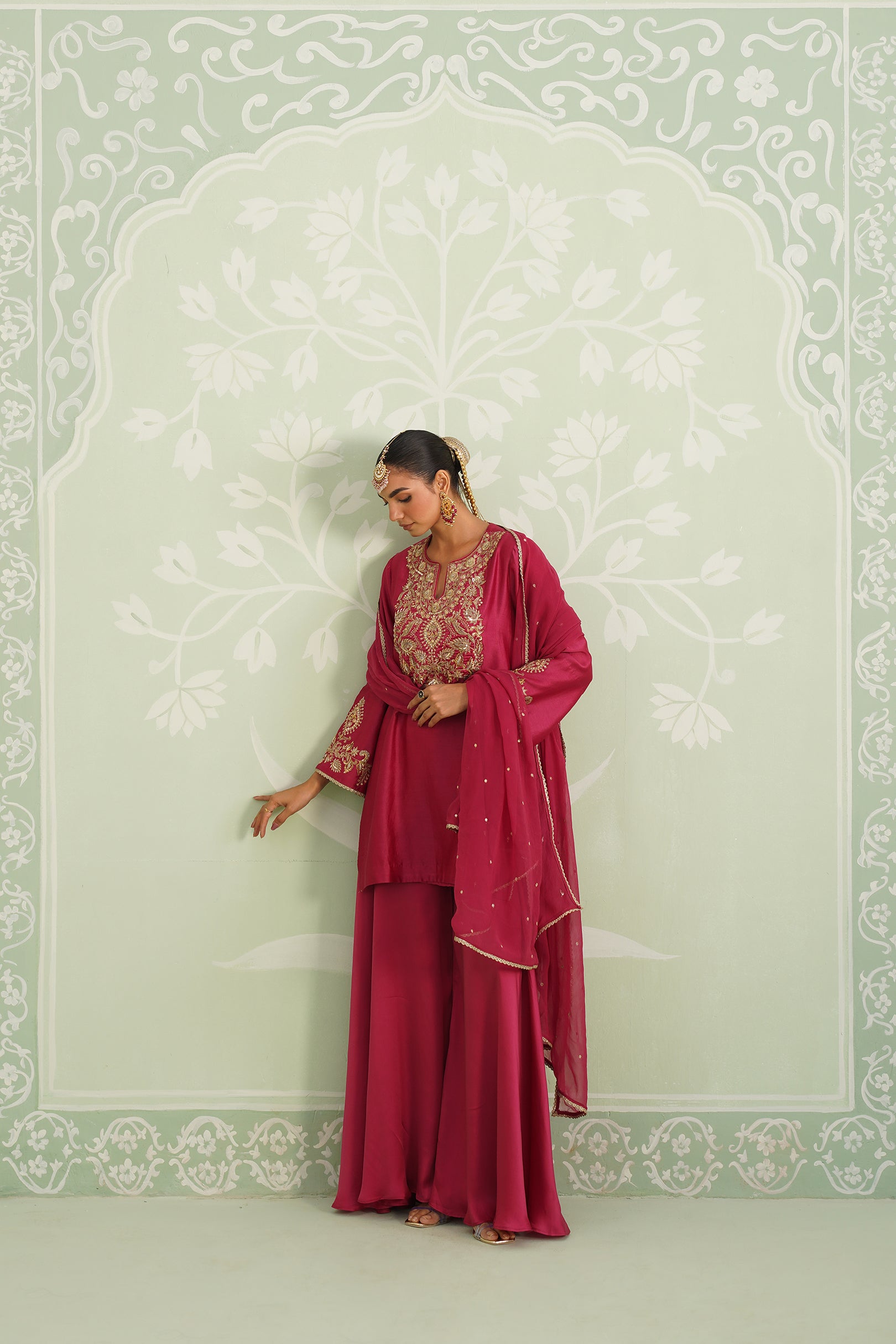 Dani Chanderi Satin Embroidered Matching Set