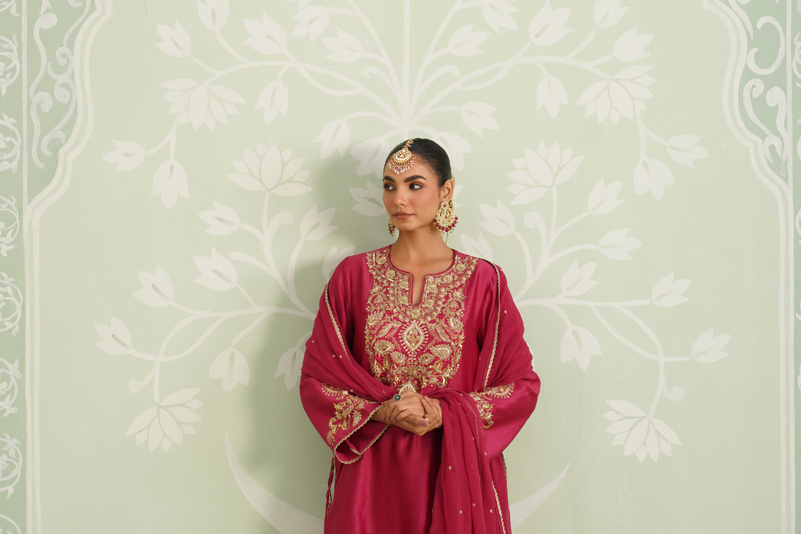 Dani Chanderi Satin Embroidered Matching Set