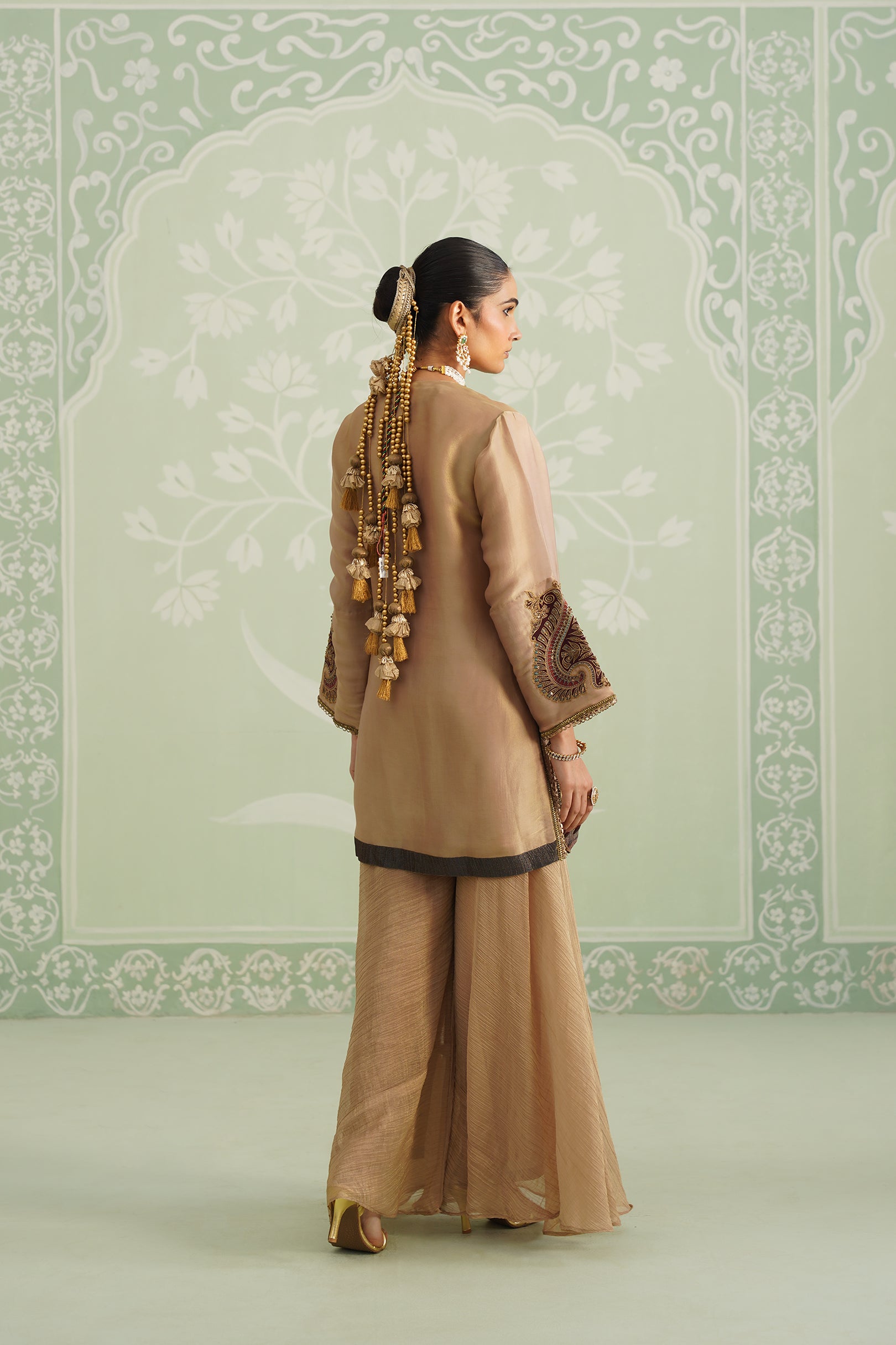 Lamhe Satin Shimmer Embroidered Matching Set