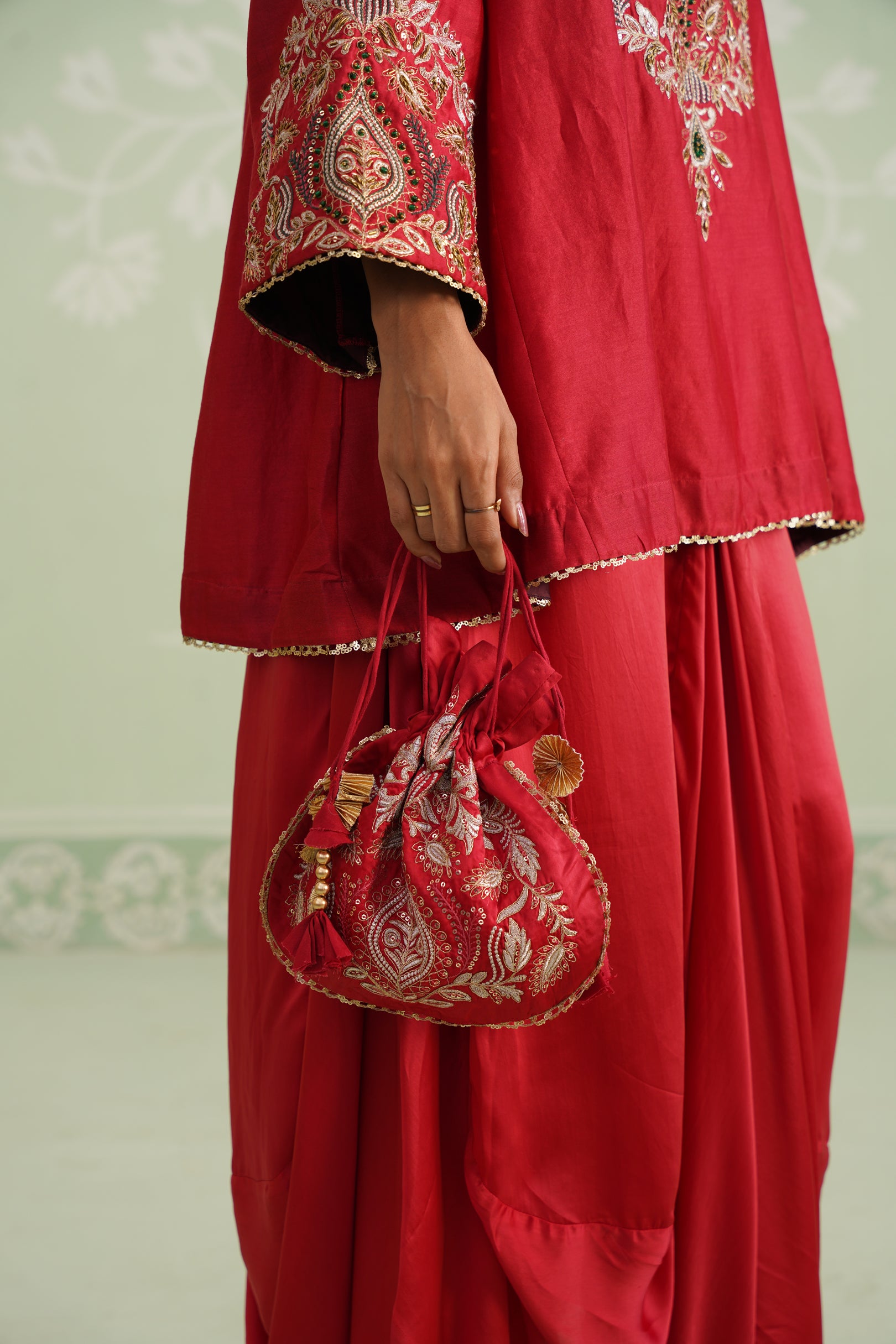 Mina Chanderi Satin Embroidered Matching Set