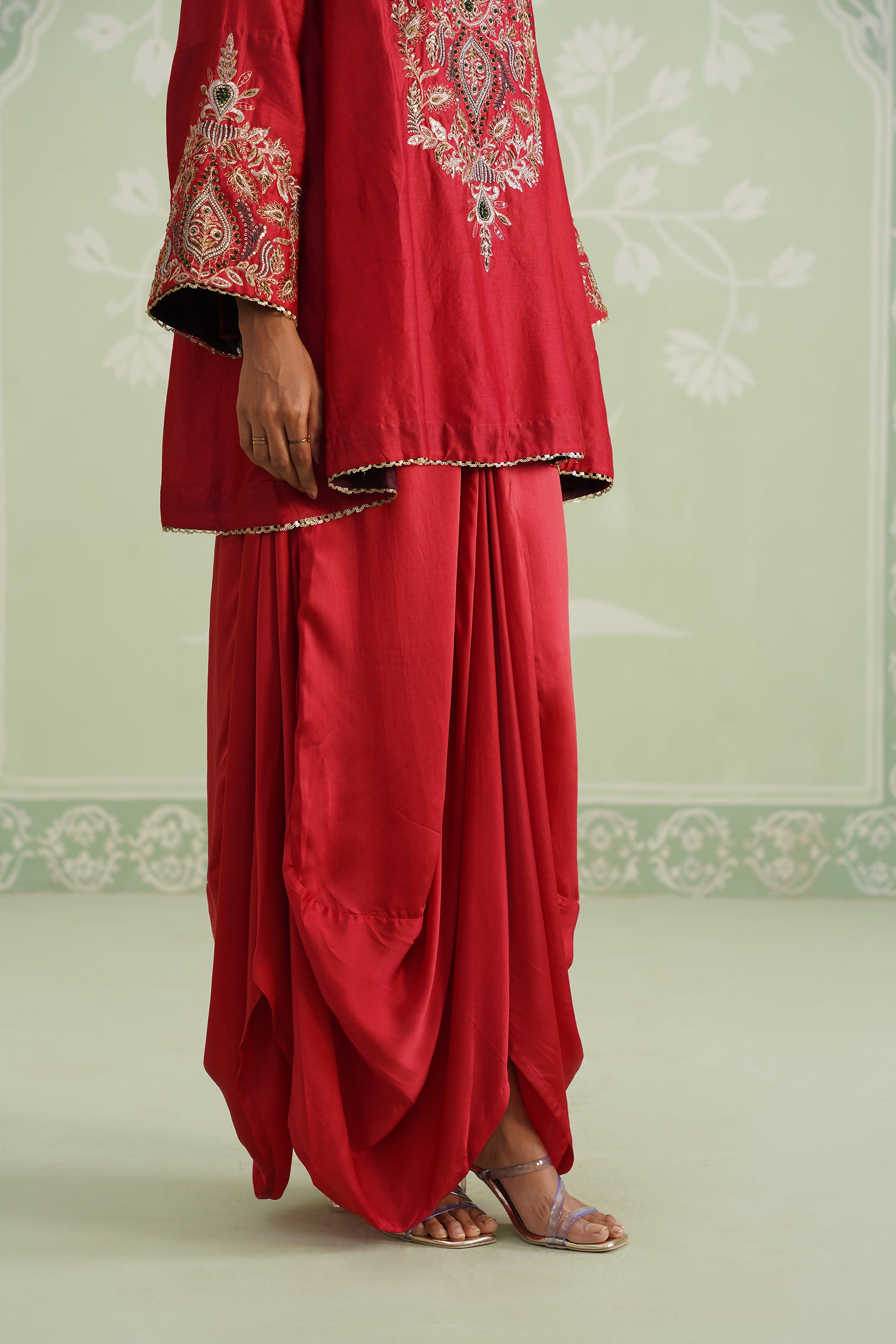 Mina Chanderi Satin Embroidered Matching Set
