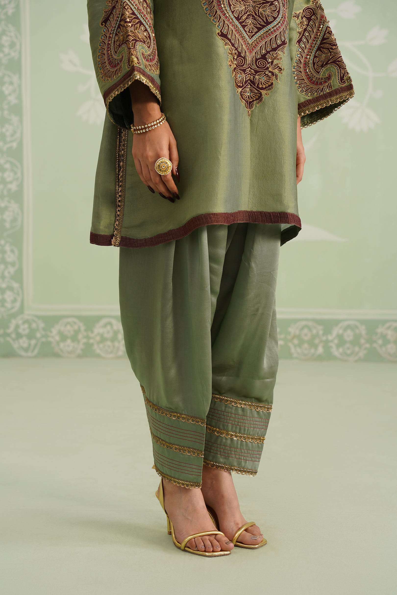 Chitvan Shimmer Satin Embroidered Matching Set