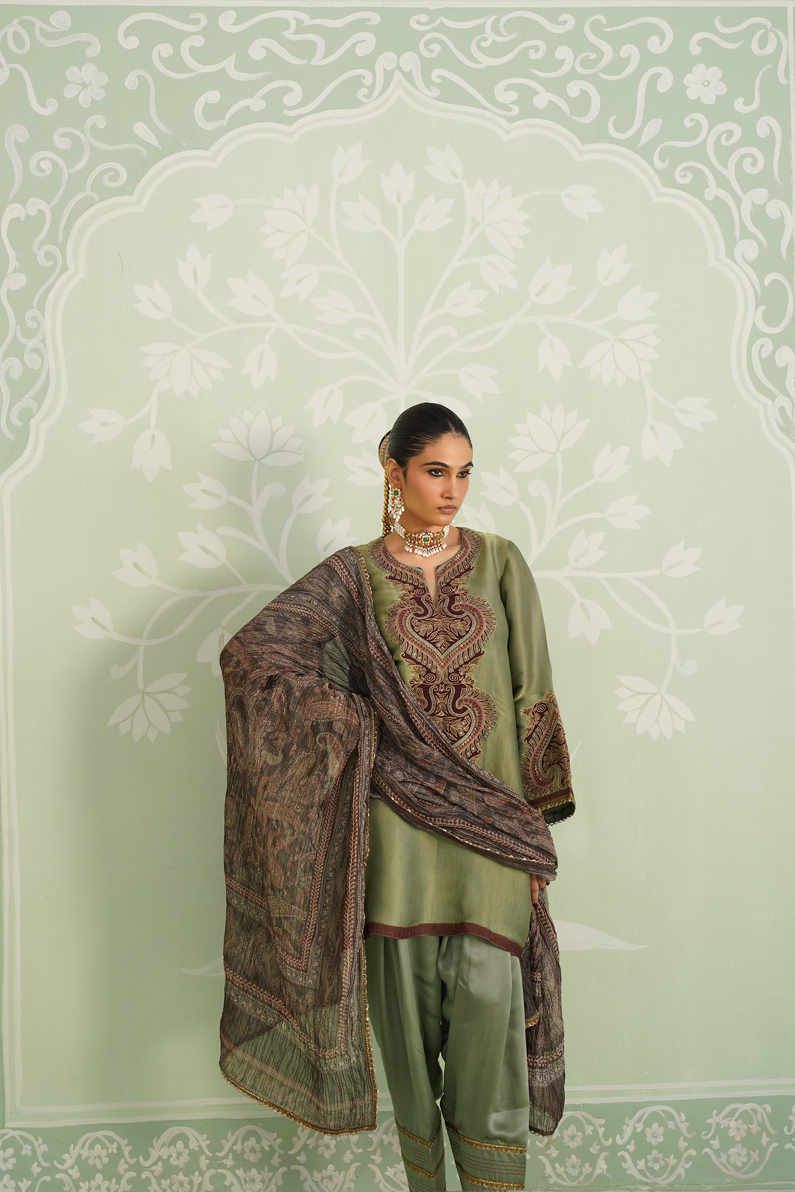 Chitvan Shimmer Satin Embroidered Matching Set - Neetika Chopra