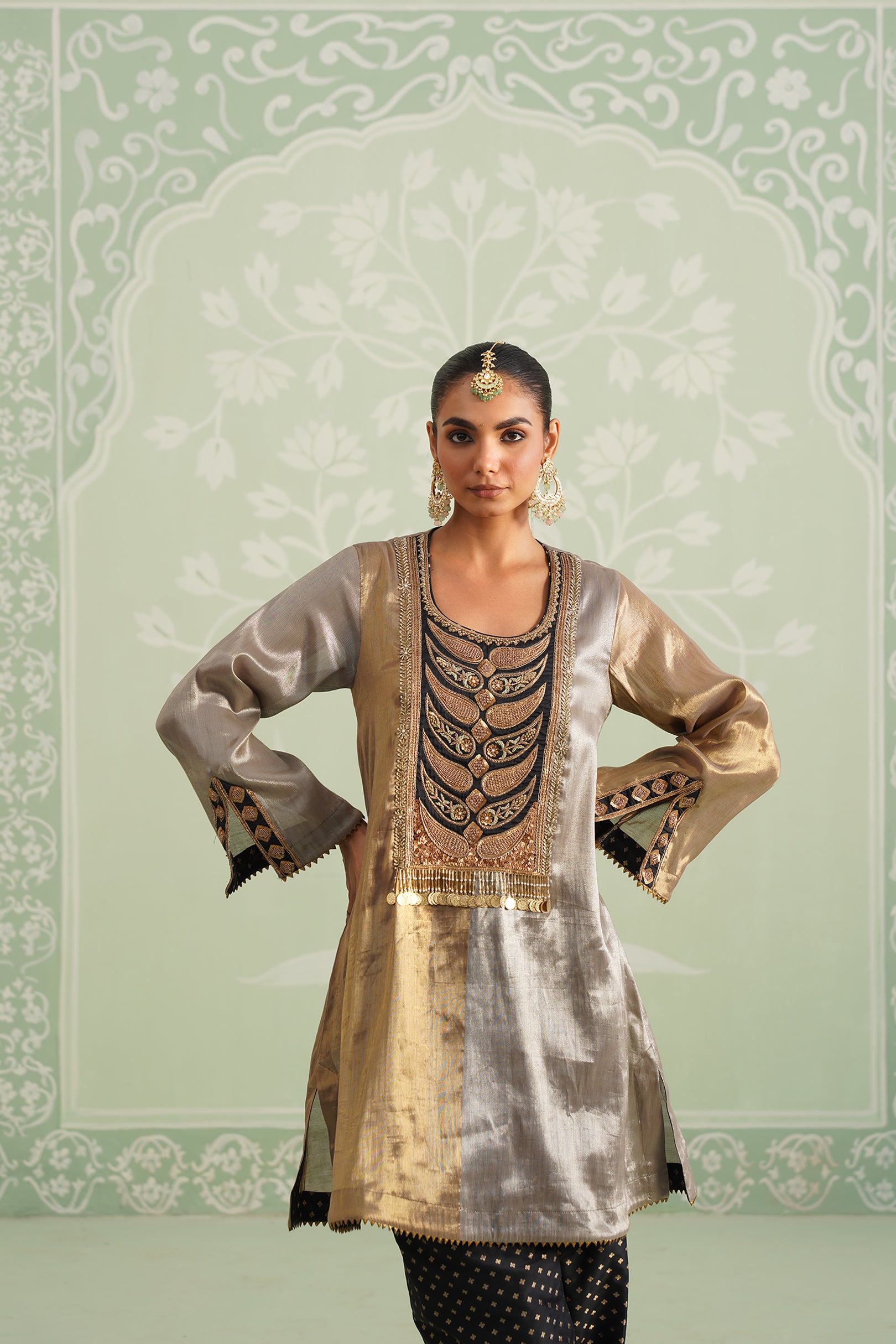 Anam Tissue Satin Embroidered Matching Set