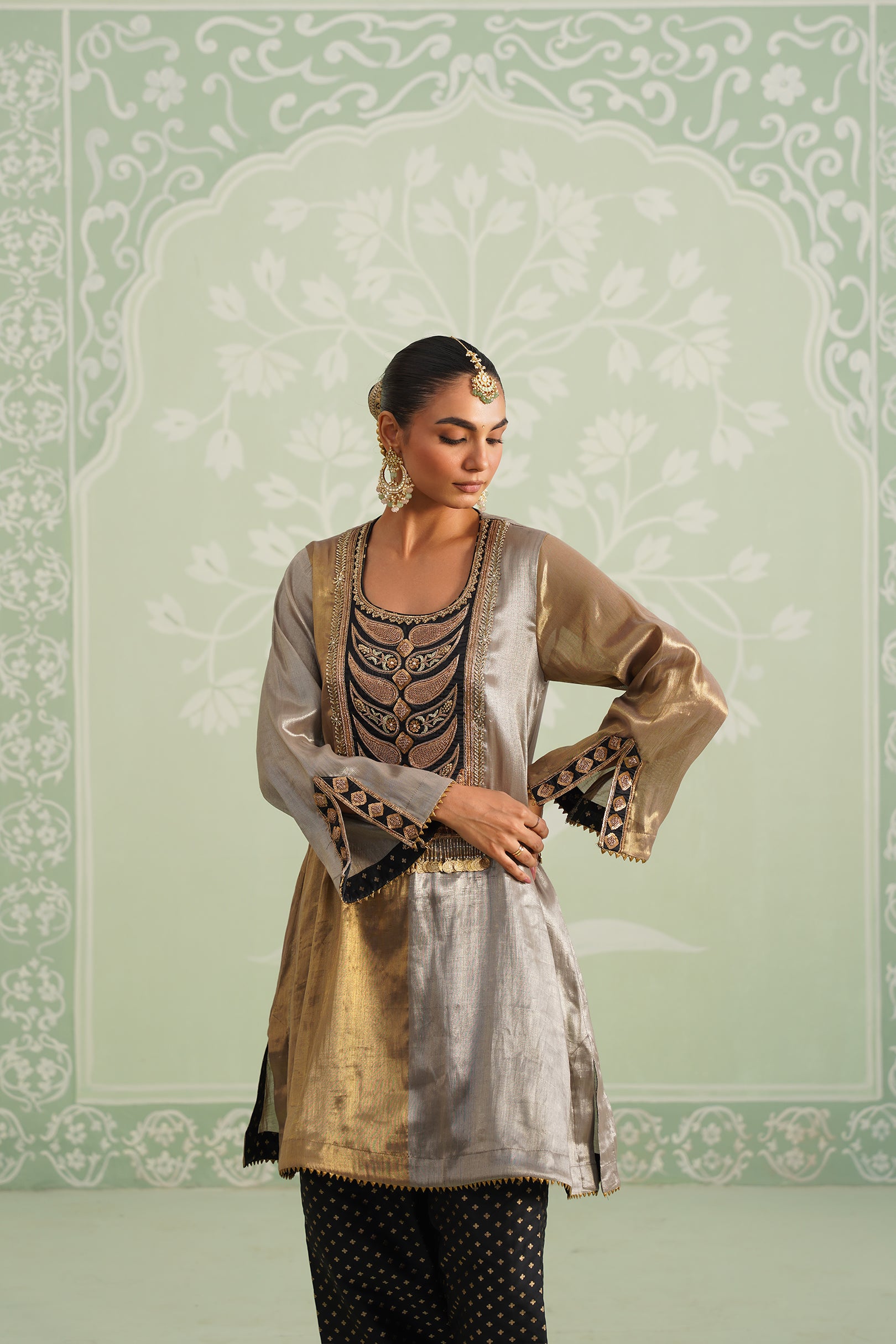 Anam Tissue Satin Embroidered Matching Set