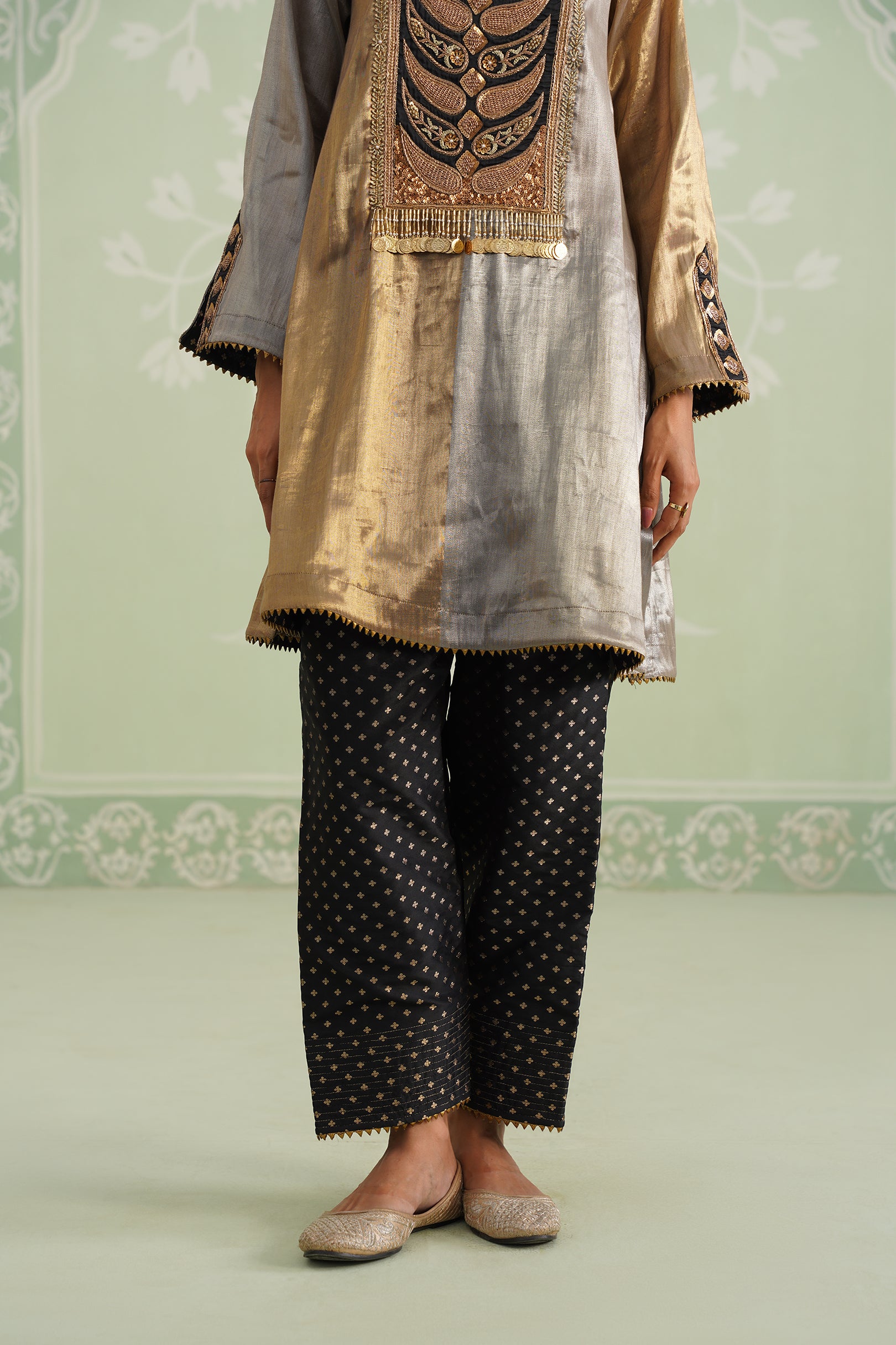 Anam Tissue Satin Embroidered Matching Set