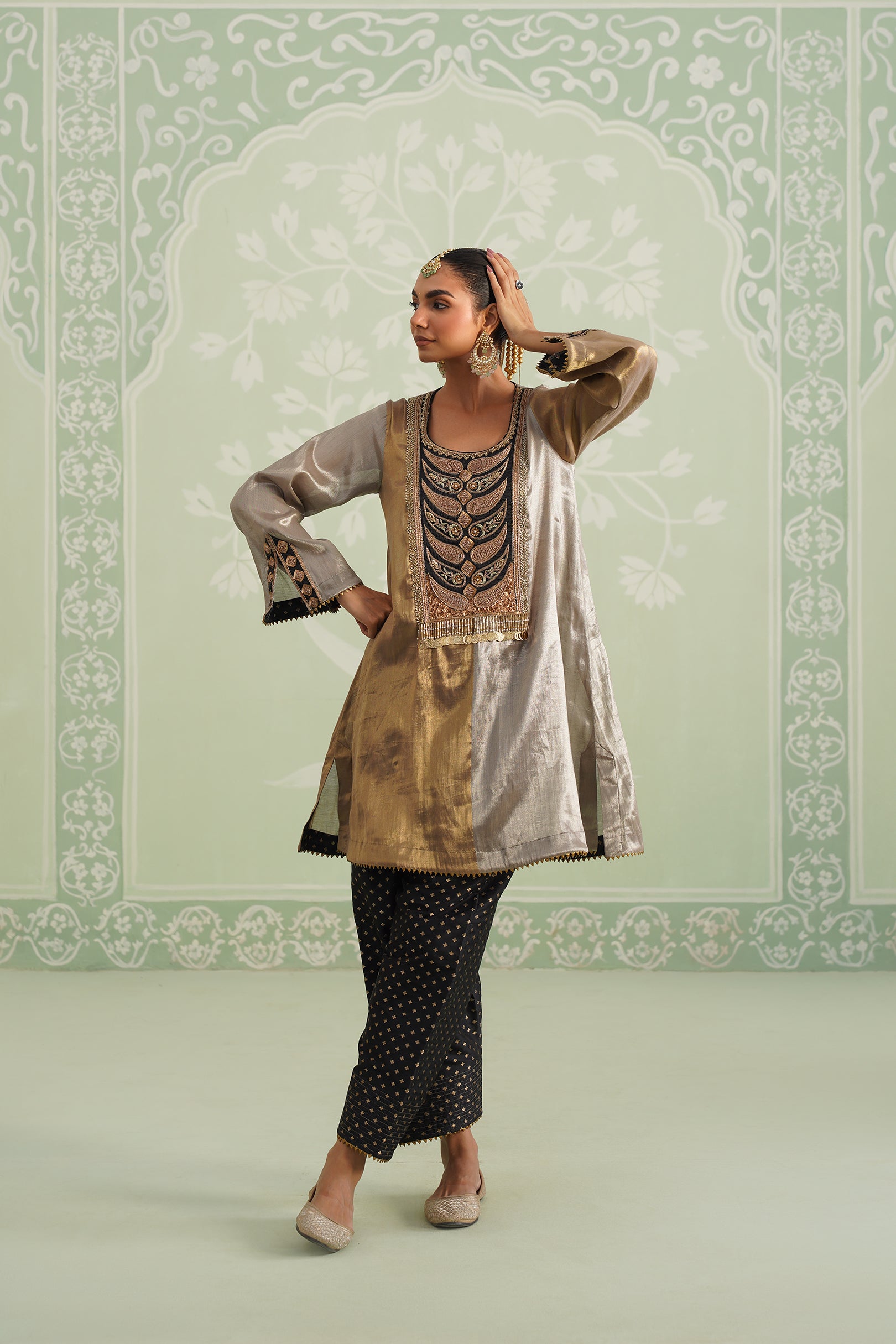 Anam Tissue Satin Embroidered Matching Set