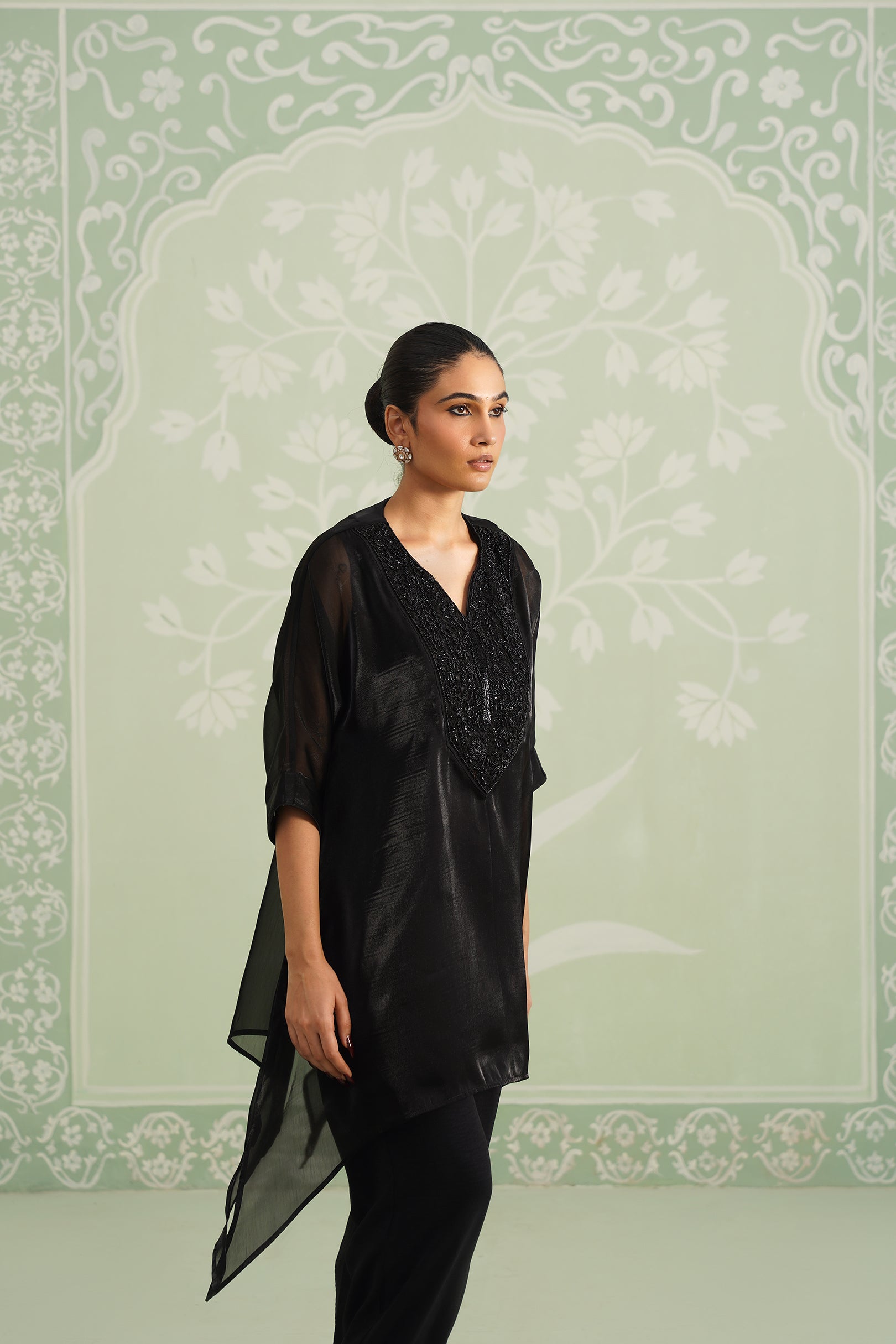 Kajal Shimmer Organza Hand Embroidered Matching Set