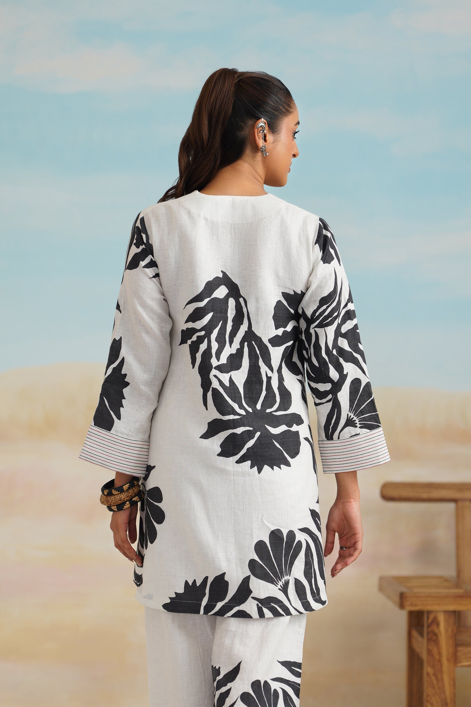 Tia Pure Linen Printed Top - Neetika Chopra