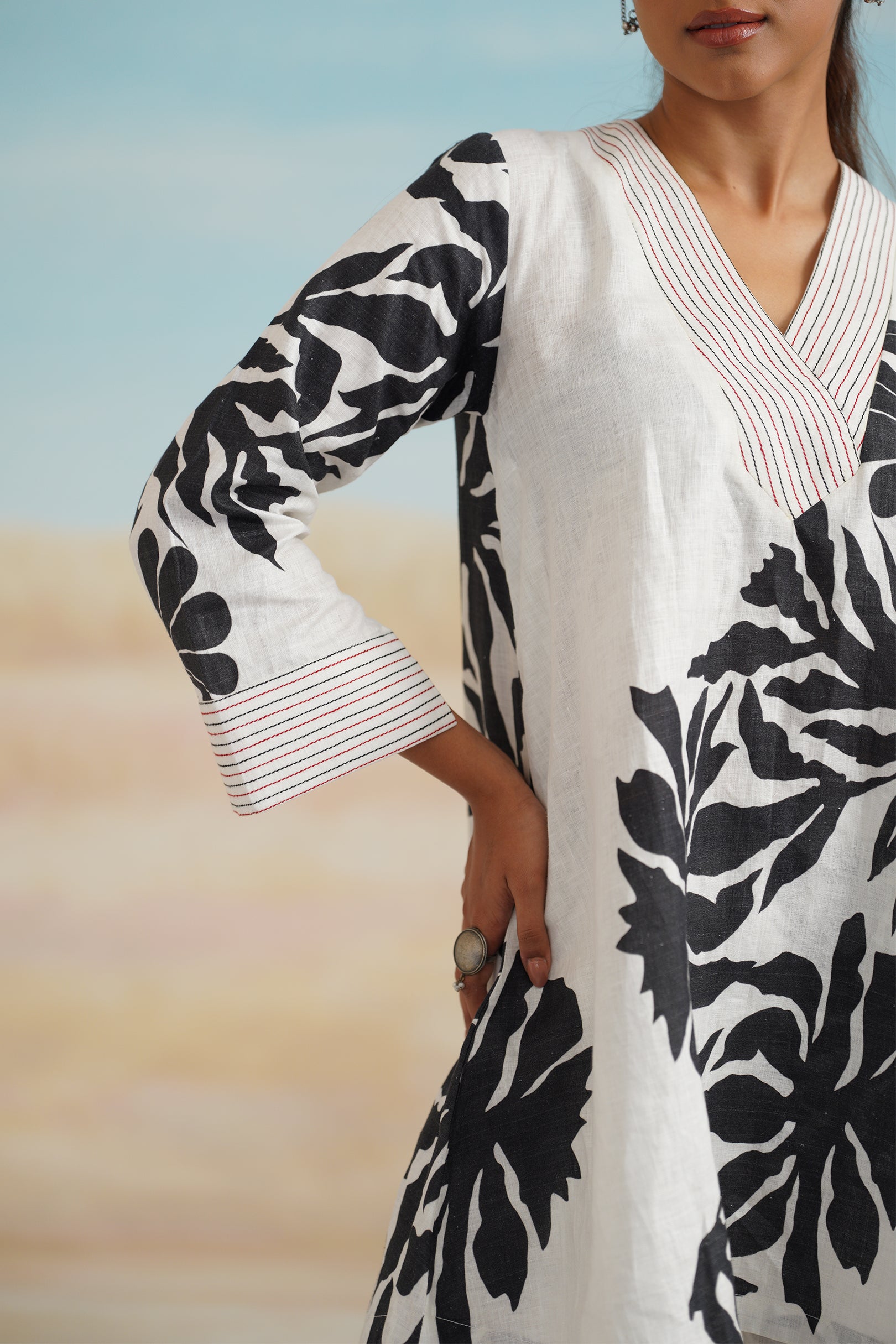 Tia Pure Linen Printed Top - Neetika Chopra