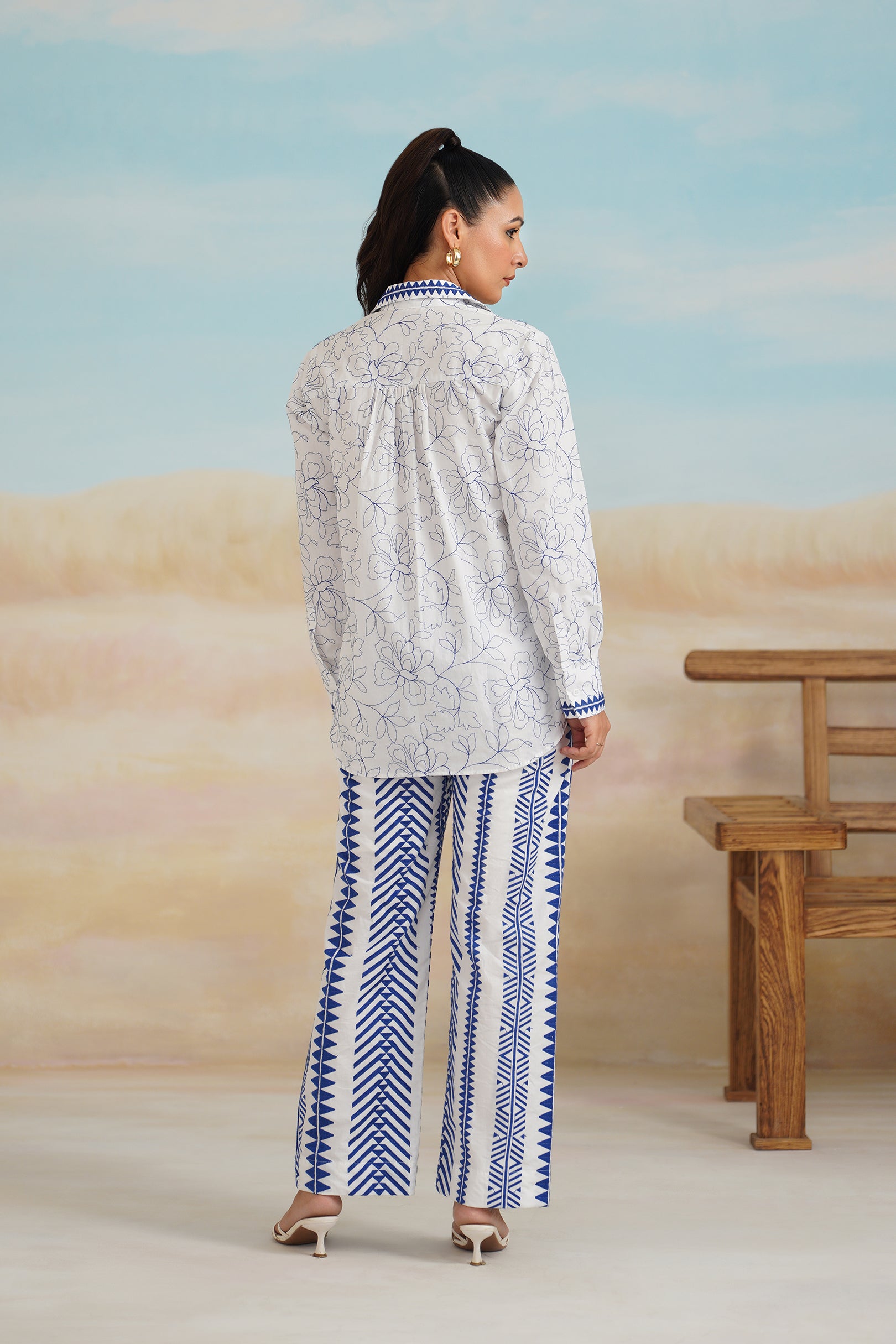 Tanvi Poplon Cotton Embroidered Matching Set - Neetika Chopra