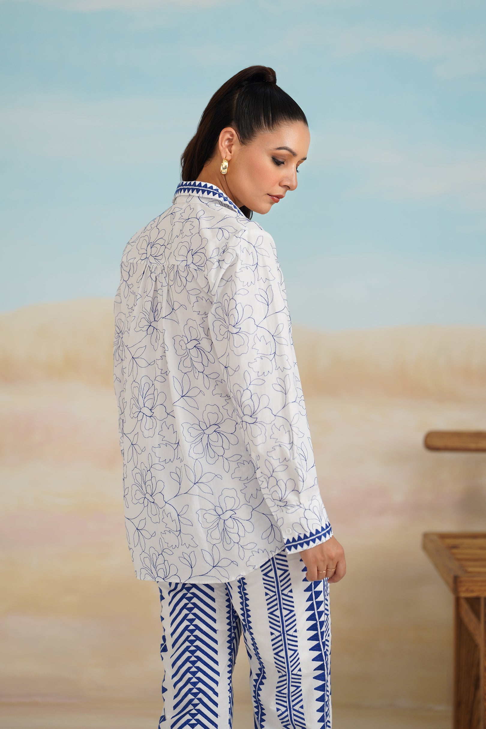Tanvi Poplon Cotton Embroidered Matching Set - Neetika Chopra