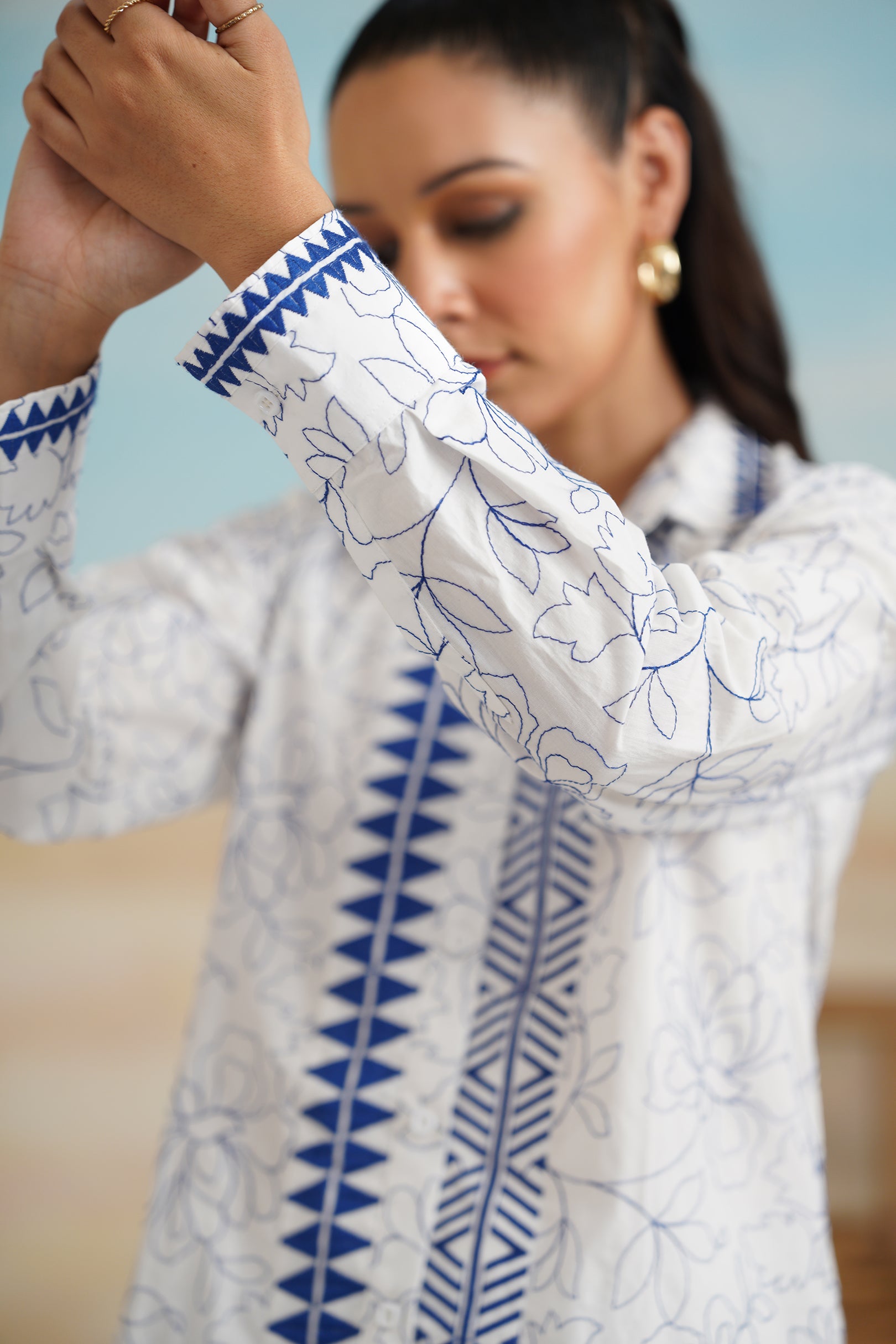 Tanvi Poplon Cotton Embroidered Matching Set - Neetika Chopra
