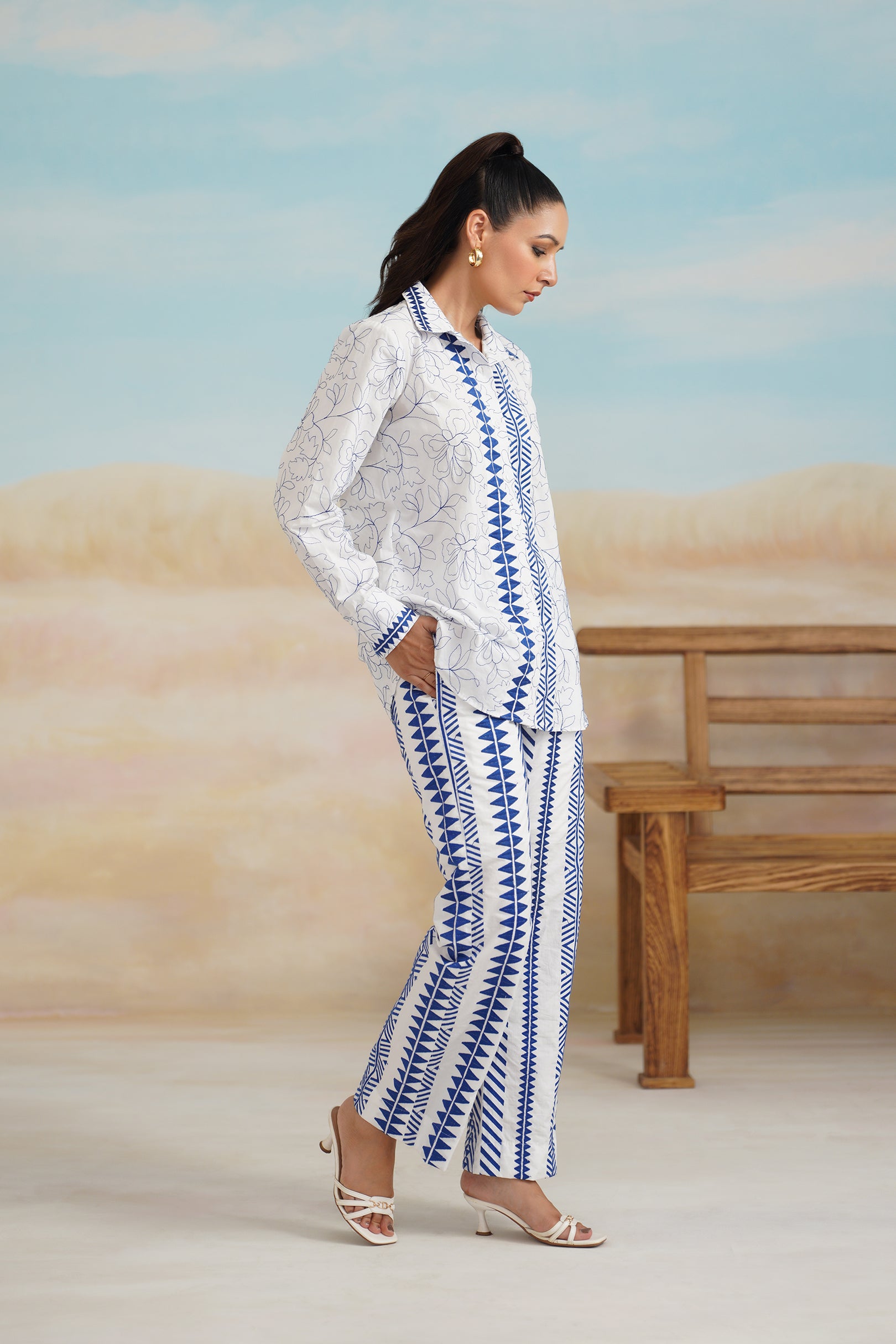 Tanvi Poplon Cotton Embroidered Matching Set - Neetika Chopra