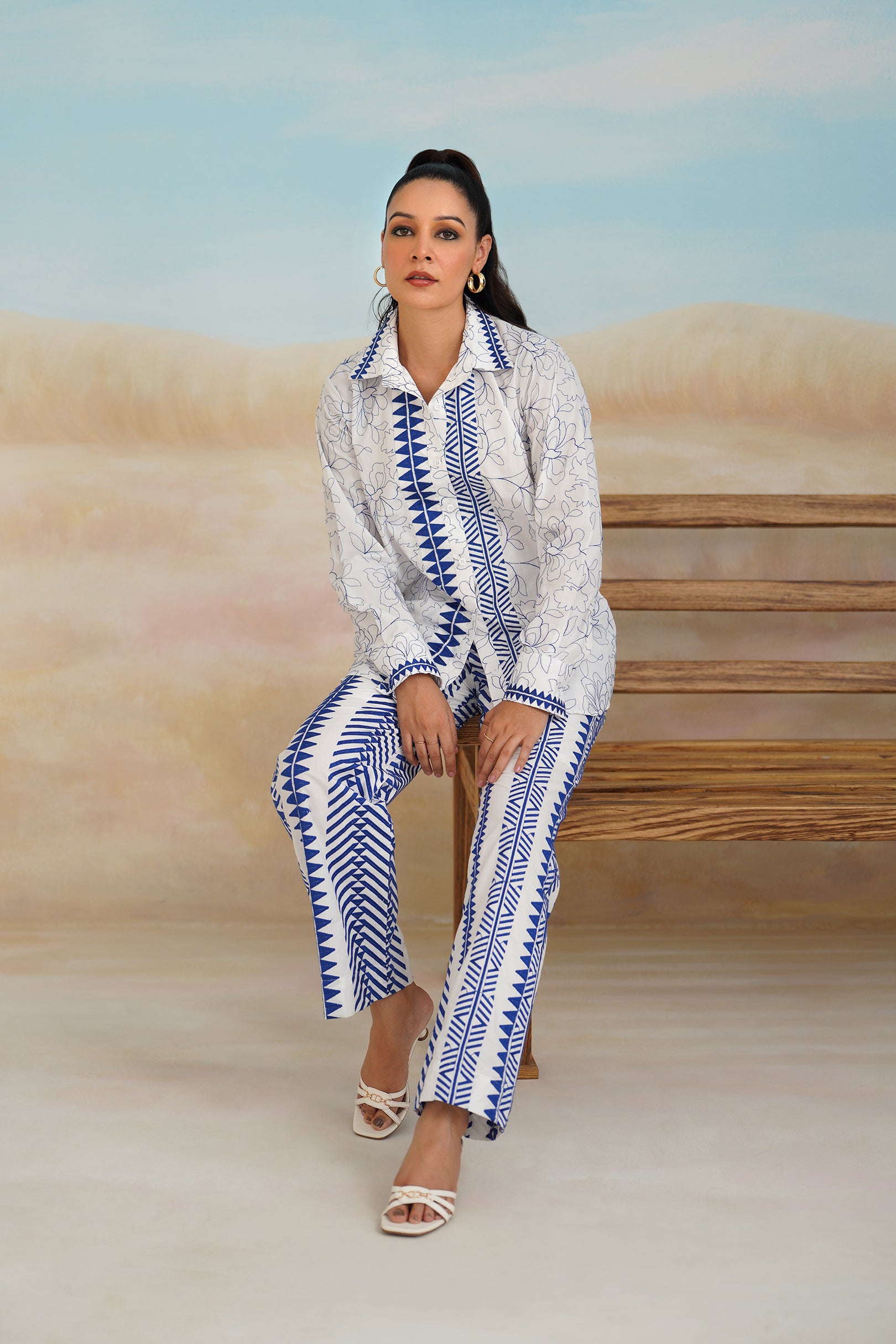 Tanvi Poplon Cotton Embroidered Matching Set - Neetika Chopra
