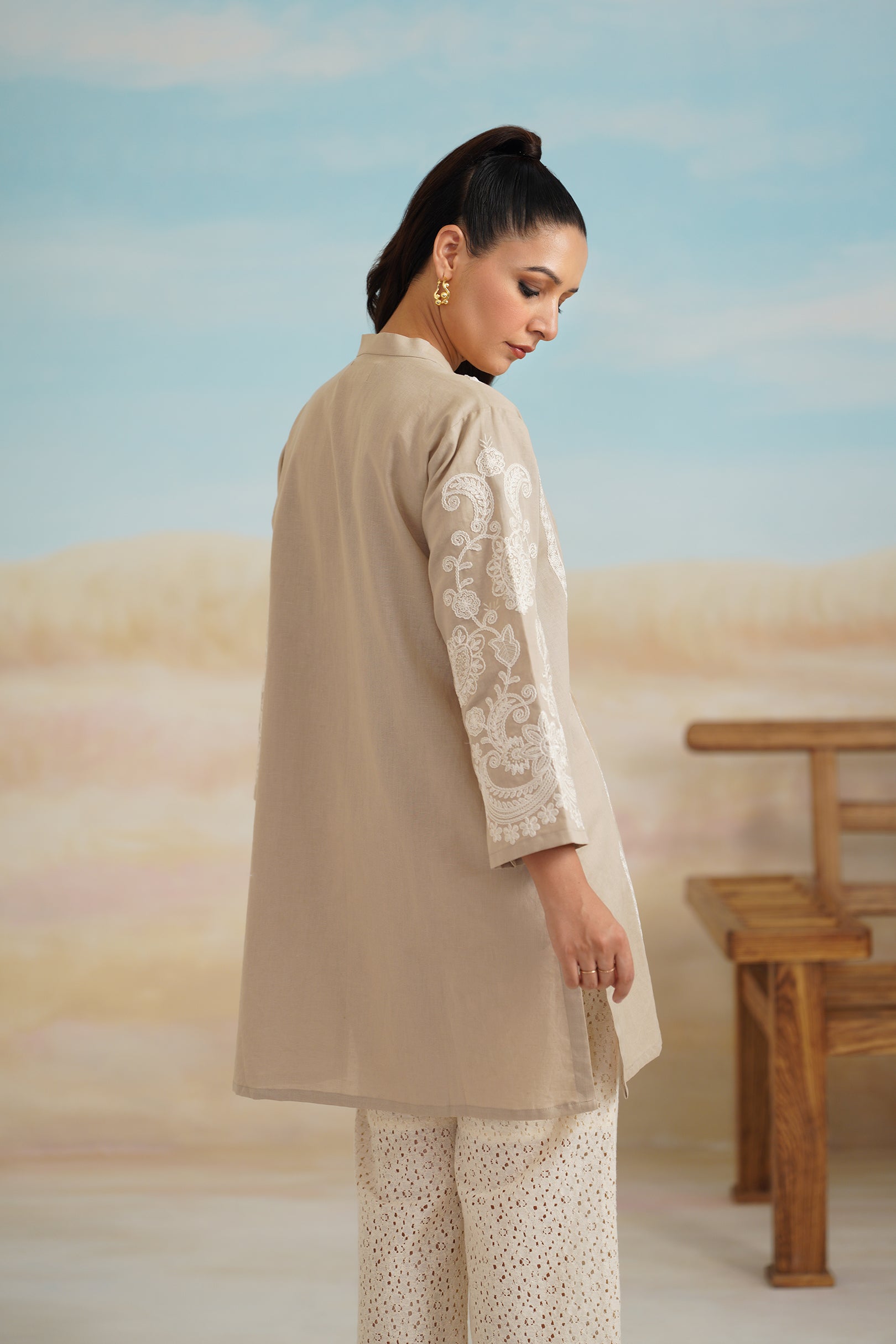 Saanvi Cotton Linen Embroidered Matching Set - Neetika Chopra