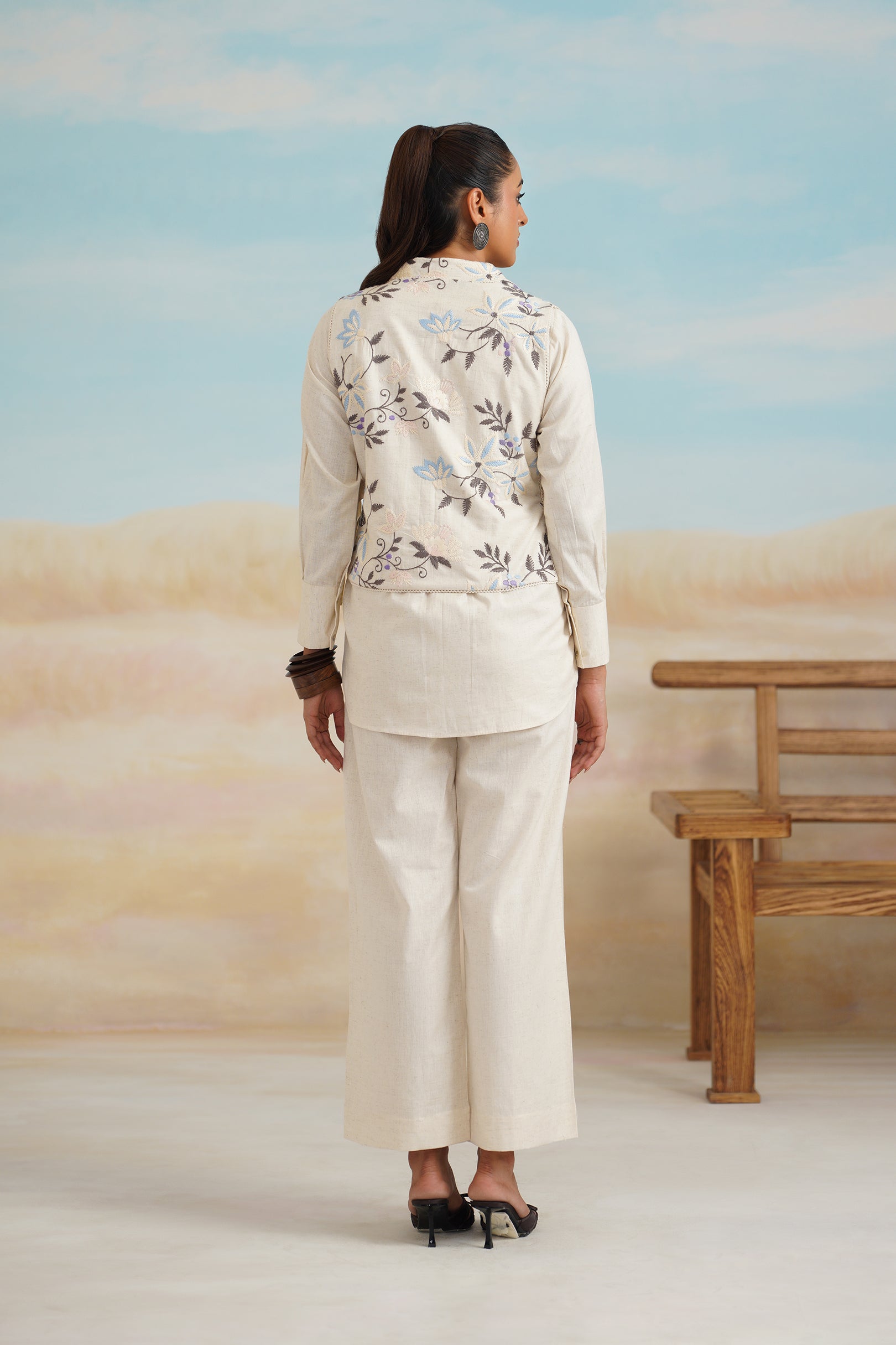 Pearl Natural Cotton Embroidered Matching Set - Neetika Chopra