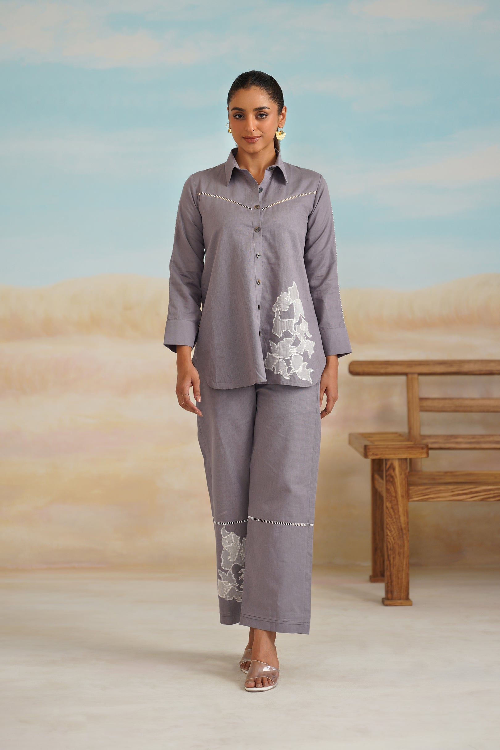 Celine Cotton Linen Hand Embroidered Matching Set - Neetika Chopra