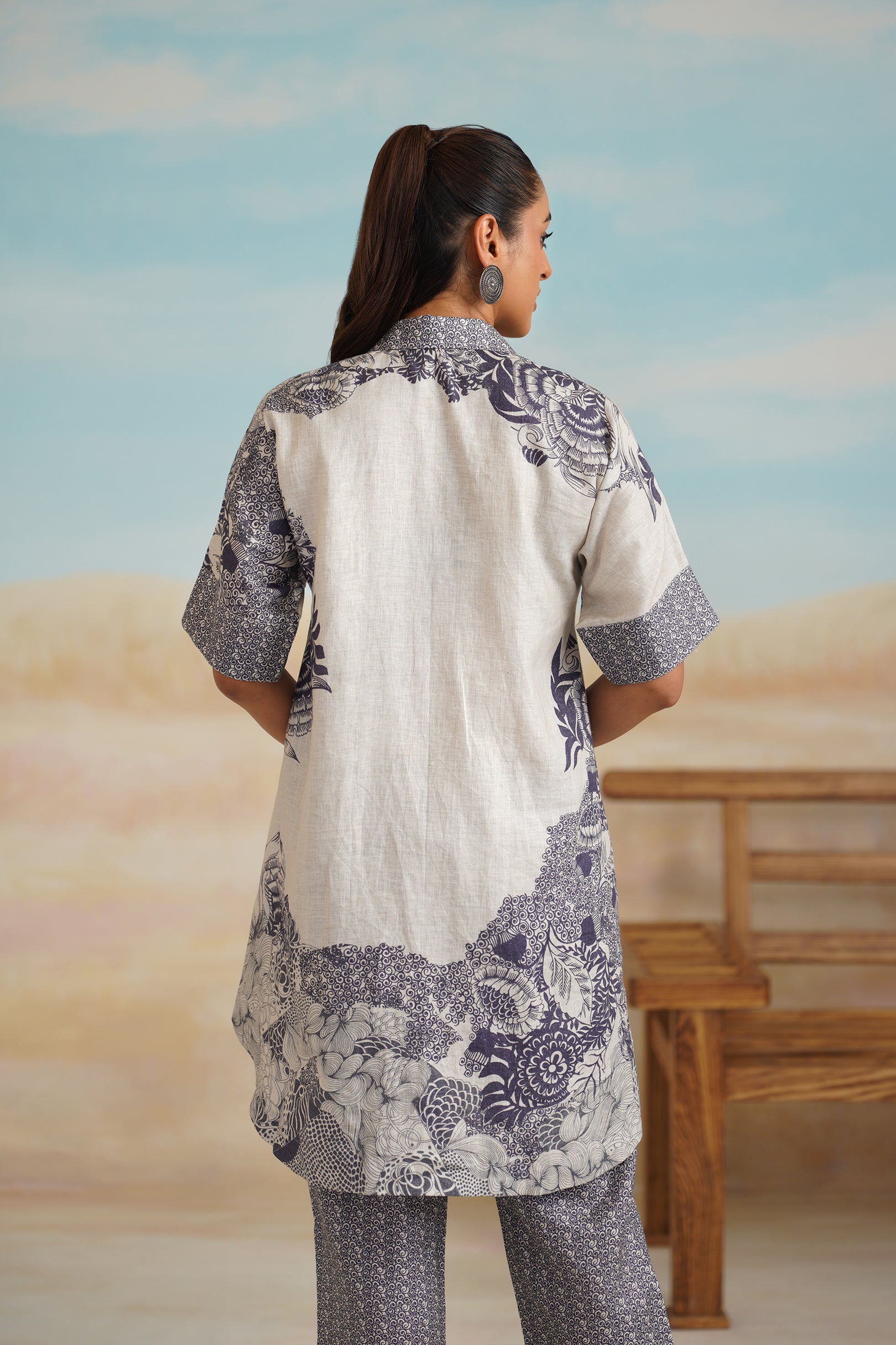 Helen Pure Linen Printed Matching Set - Neetika Chopra