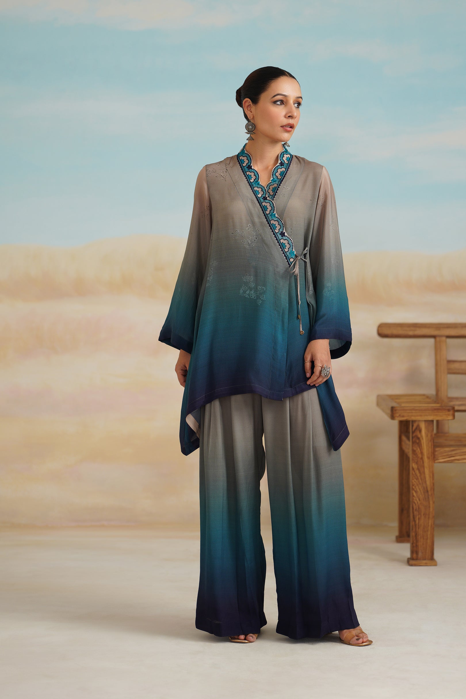 Darpan Printed Crepe Embroidred Matching Set - Neetika Chopra