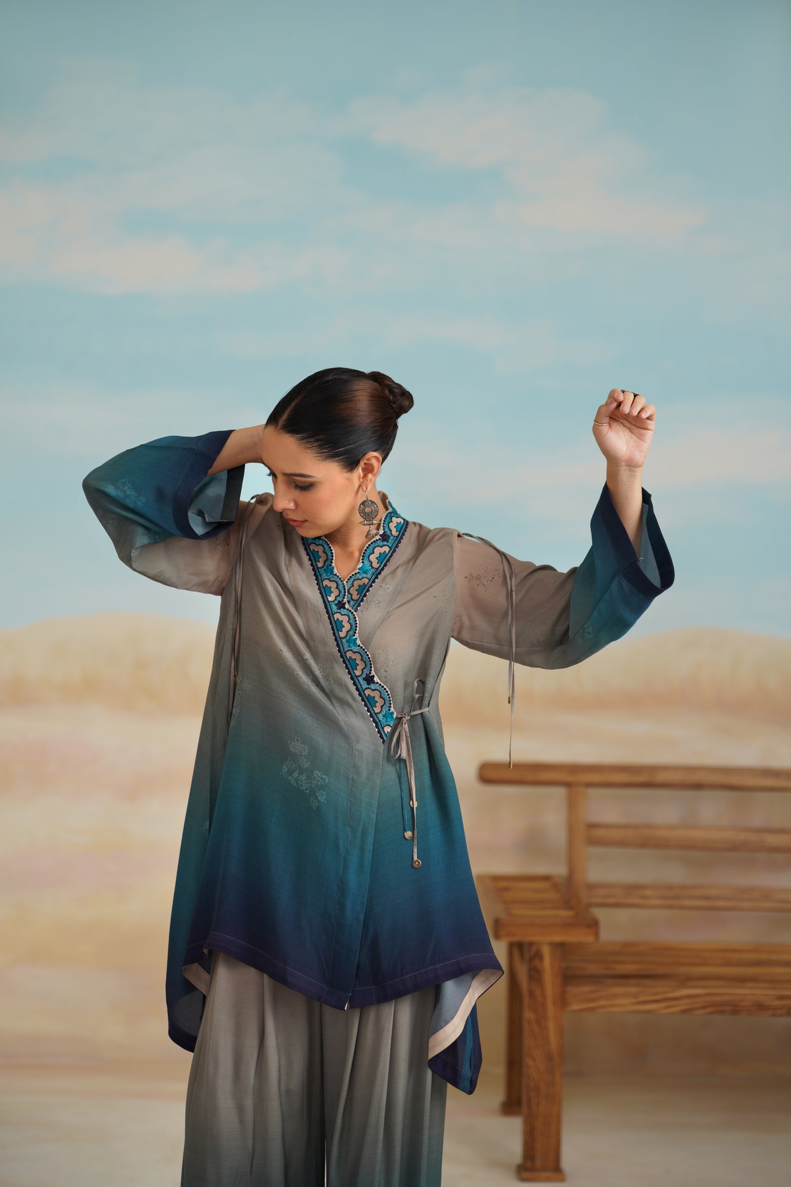 Darpan Printed Crepe Embroidred Matching Set - Neetika Chopra