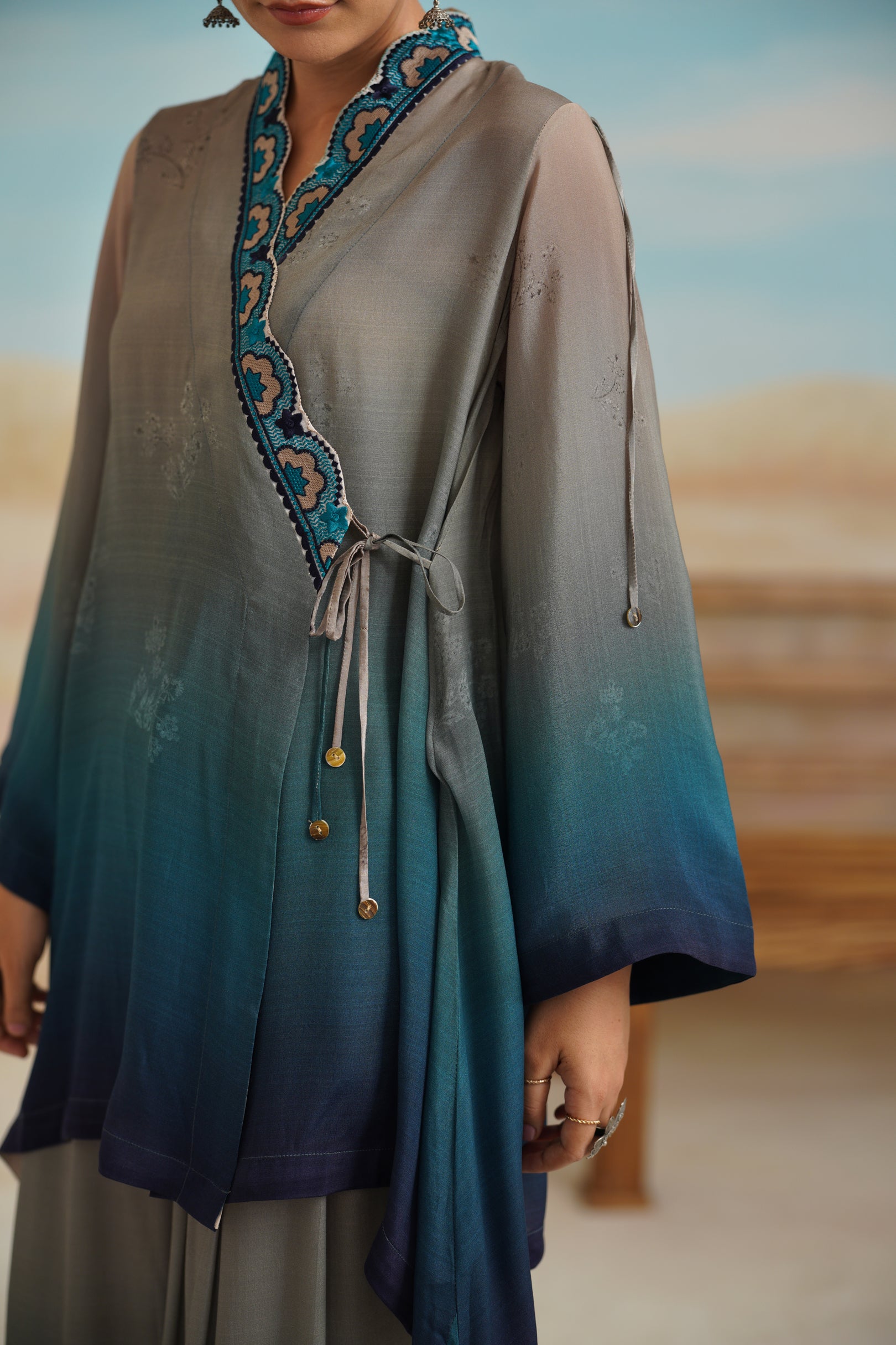 Darpan Printed Crepe Embroidred Matching Set - Neetika Chopra