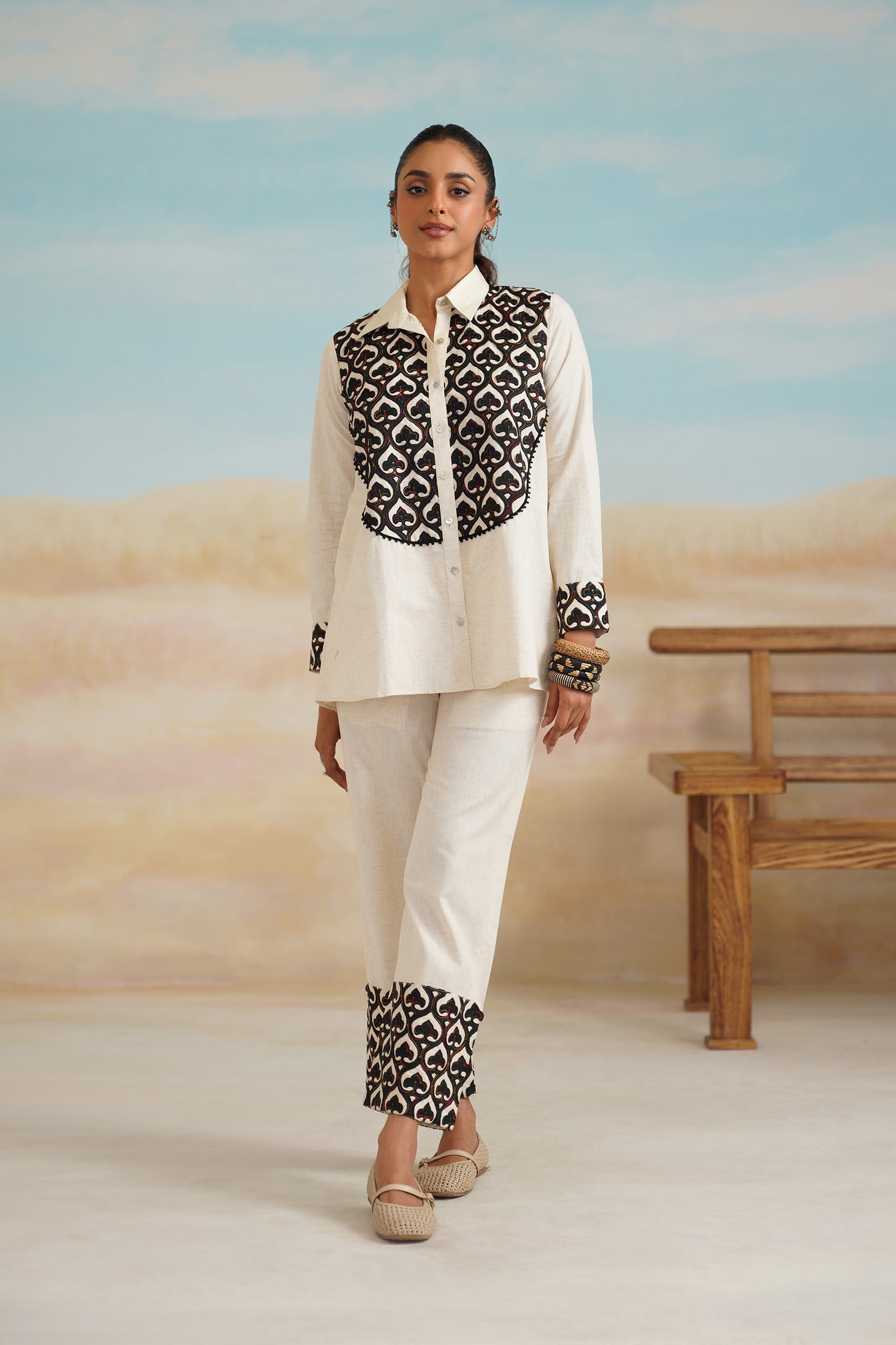Grace Natural Cotton Embroidered Matching Set - Neetika Chopra