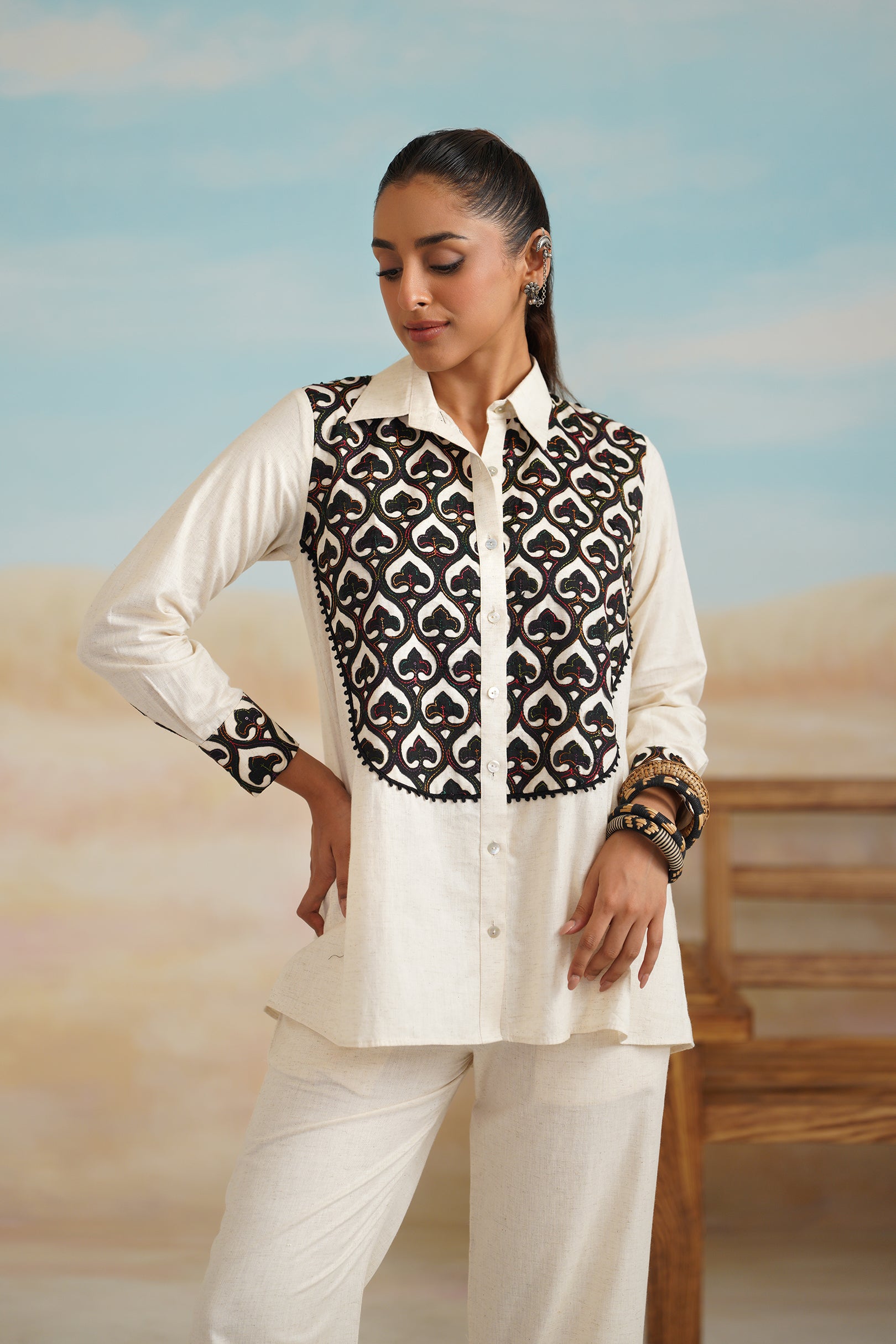 Grace Natural Cotton Embroidered Matching Set - Neetika Chopra