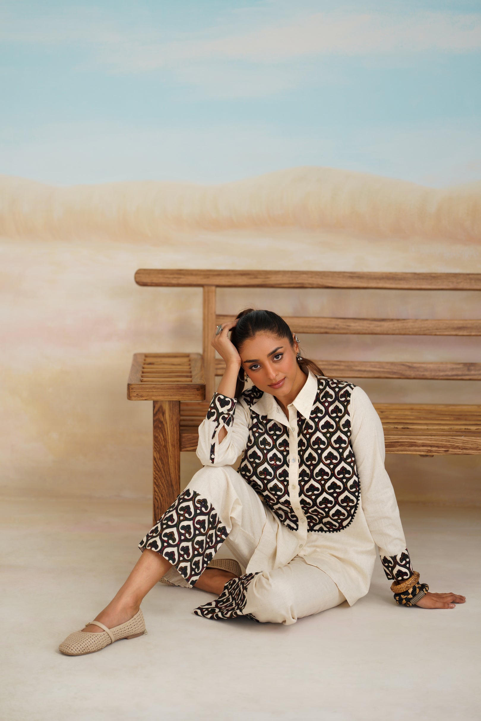 Grace Natural Cotton Embroidered Matching Set - Neetika Chopra