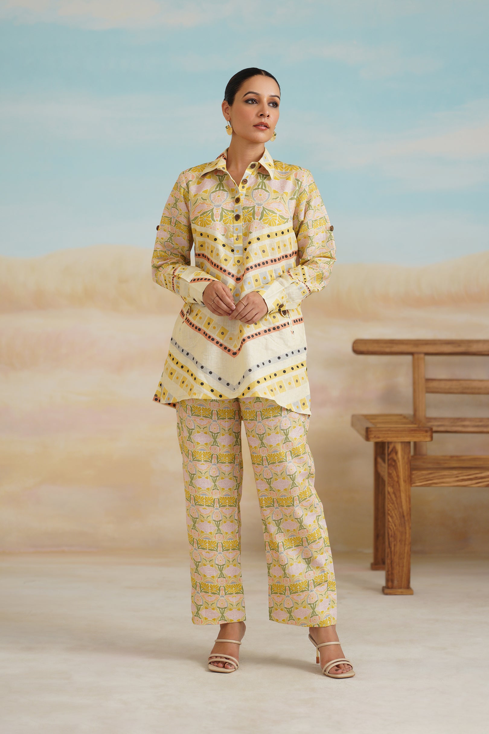 Topaz Pure Linen Printed Matching Set - Neetika Chopra