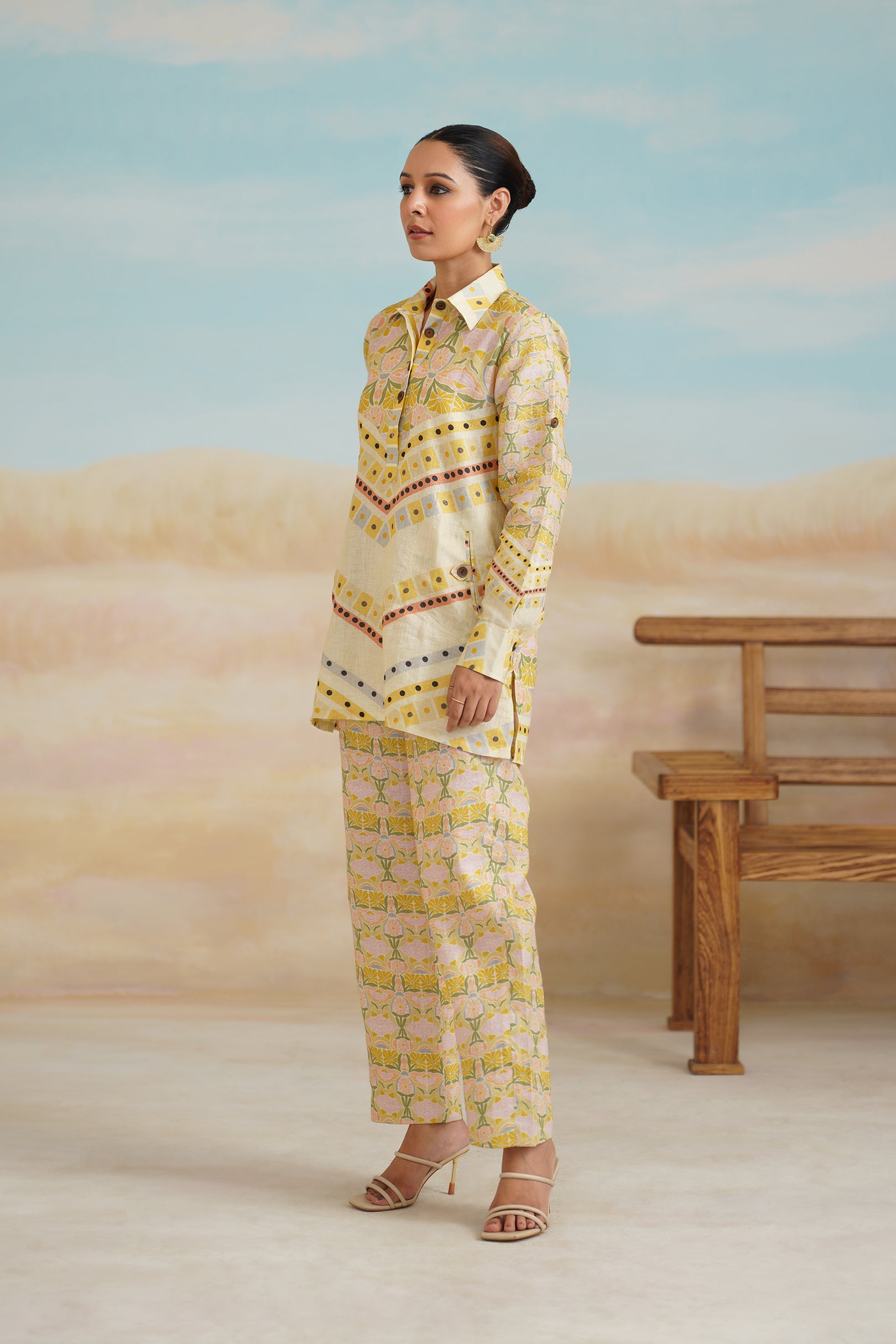 Topaz Pure Linen Printed Matching Set - Neetika Chopra