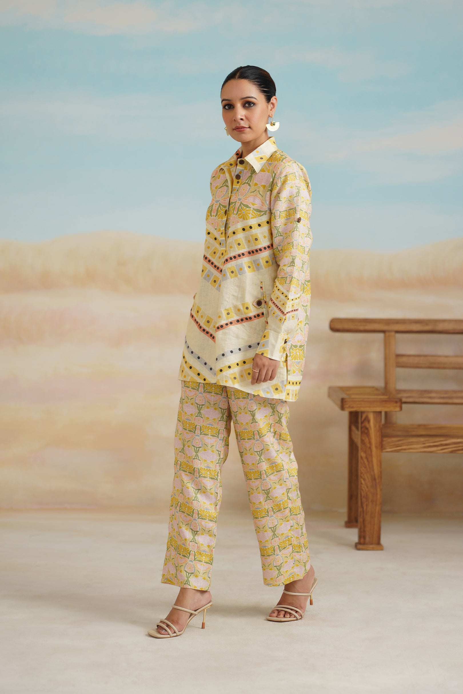 Topaz Pure Linen Printed Matching Set - Neetika Chopra