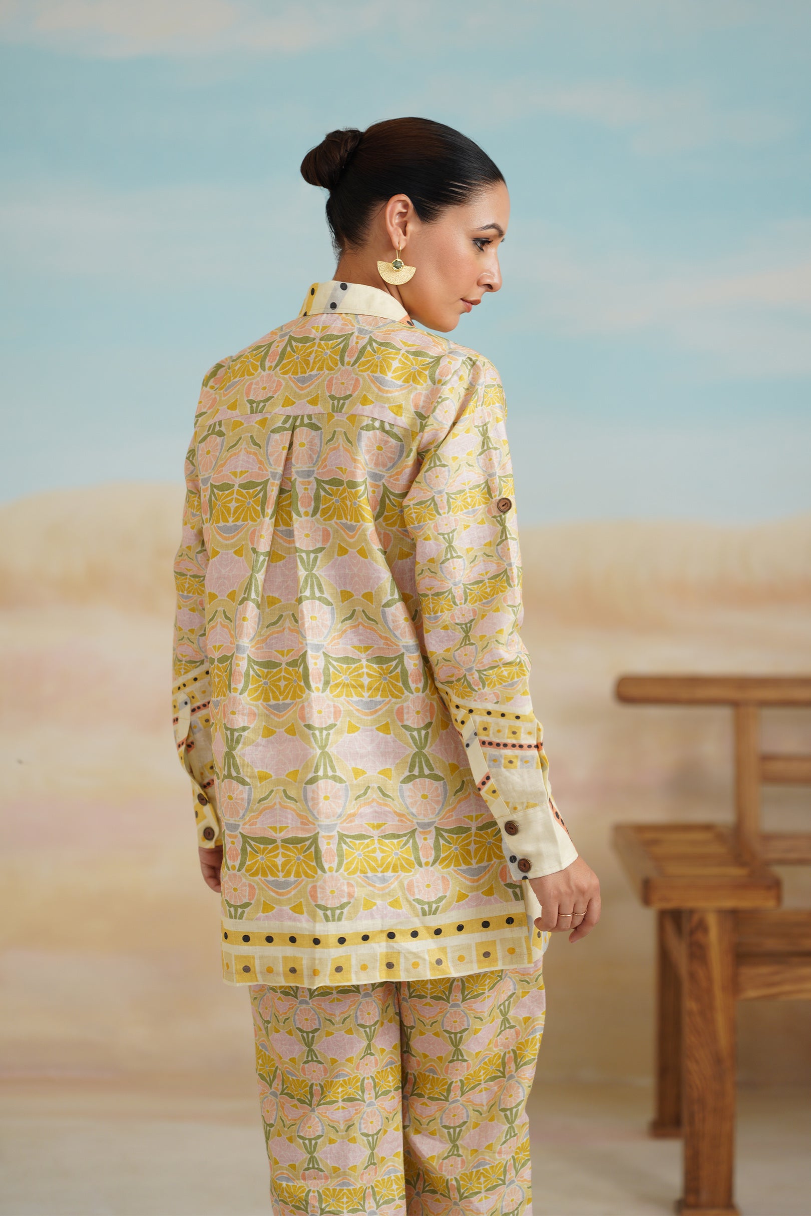 Topaz Pure Linen Printed Top - Neetika Chopra