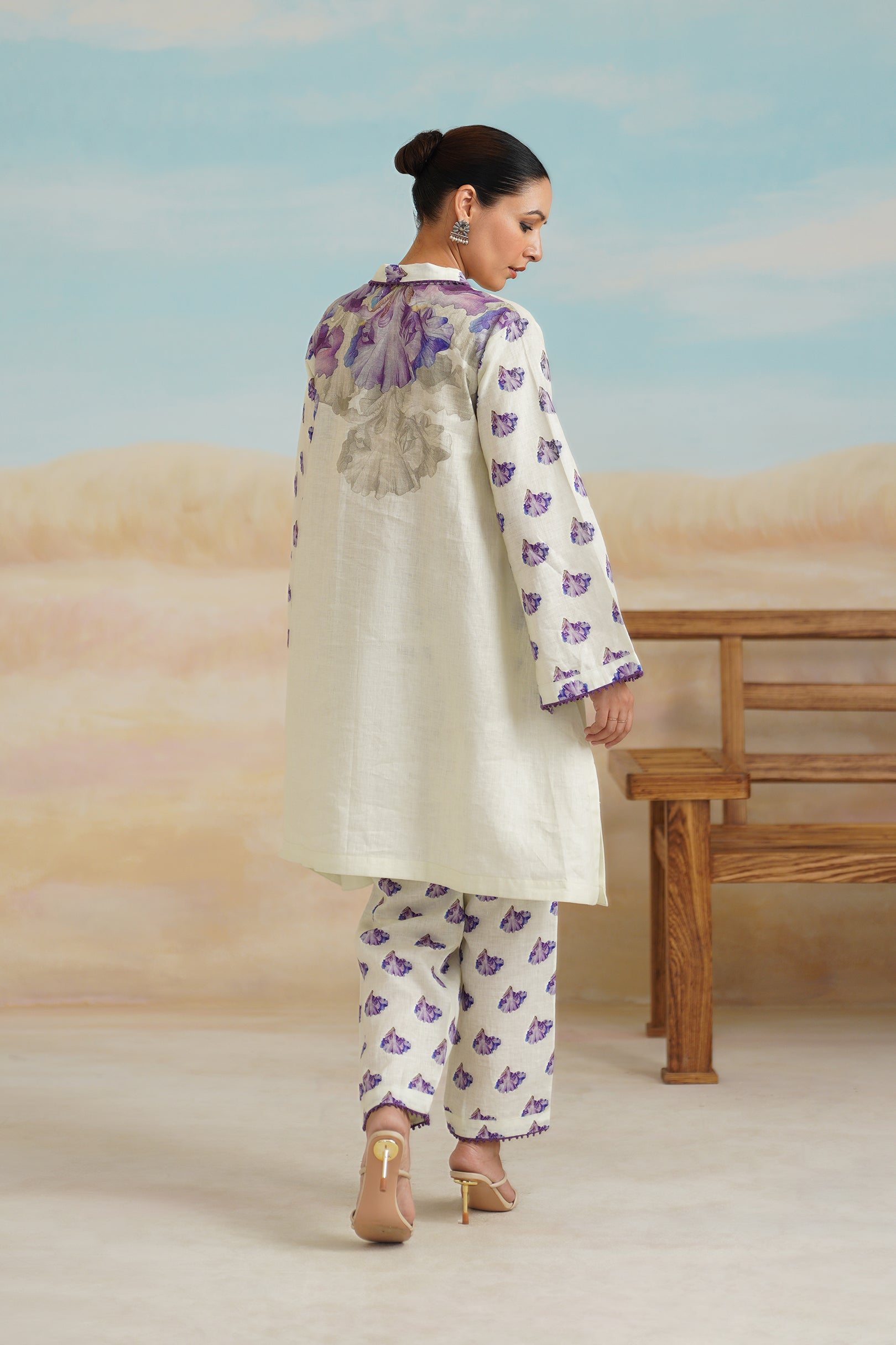 Orchid Pure Linen Printed Matching Set - Neetika Chopra