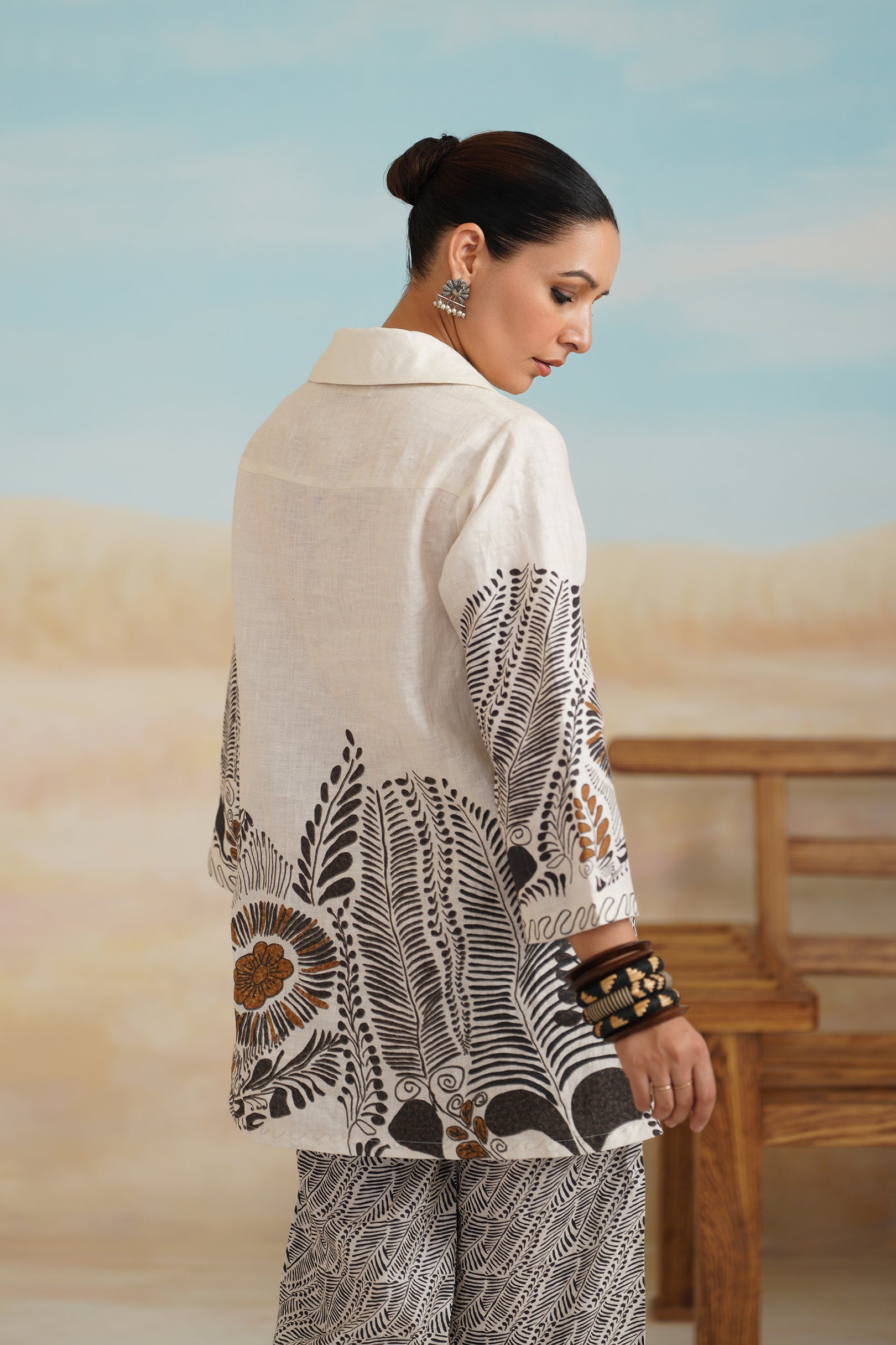 Stellar Pure Linen Printed Matching Set - Neetika Chopra